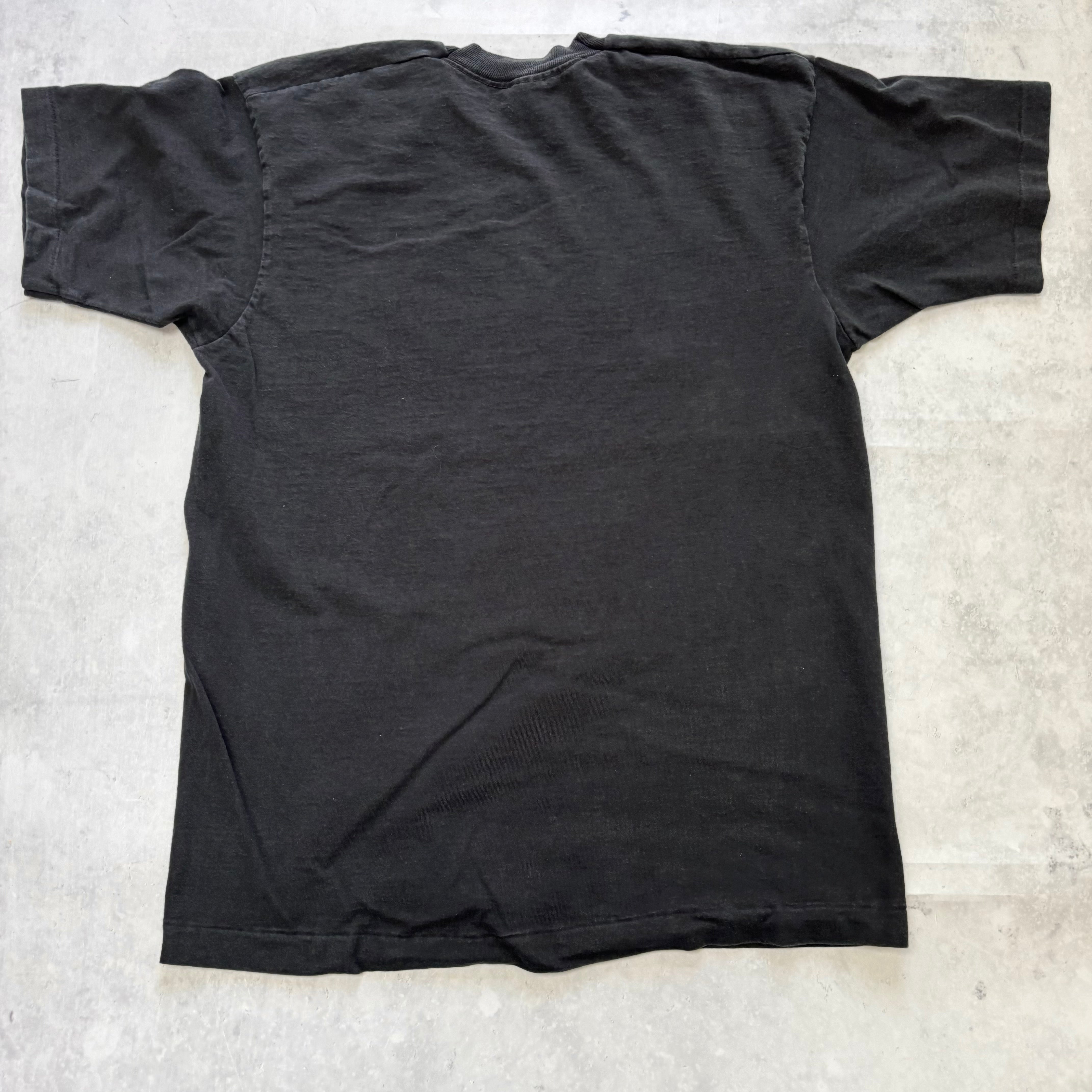 Vintage T Shirt Mens Large Black Single Stitch Graphic Print 90s USA