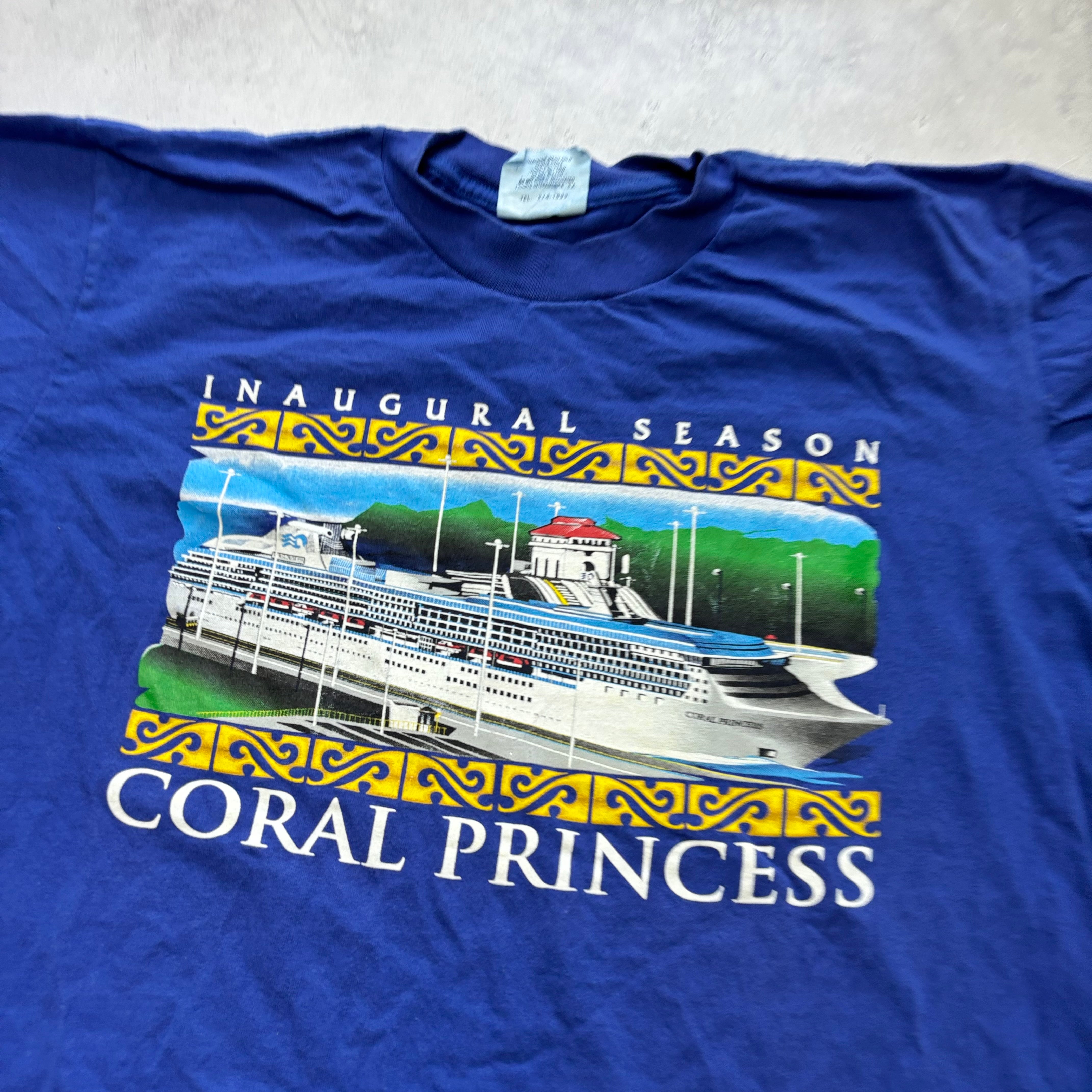 Vintage T Shirt Mens Medium Blue Single Stitch Graphic Print 90s Cruise (E)