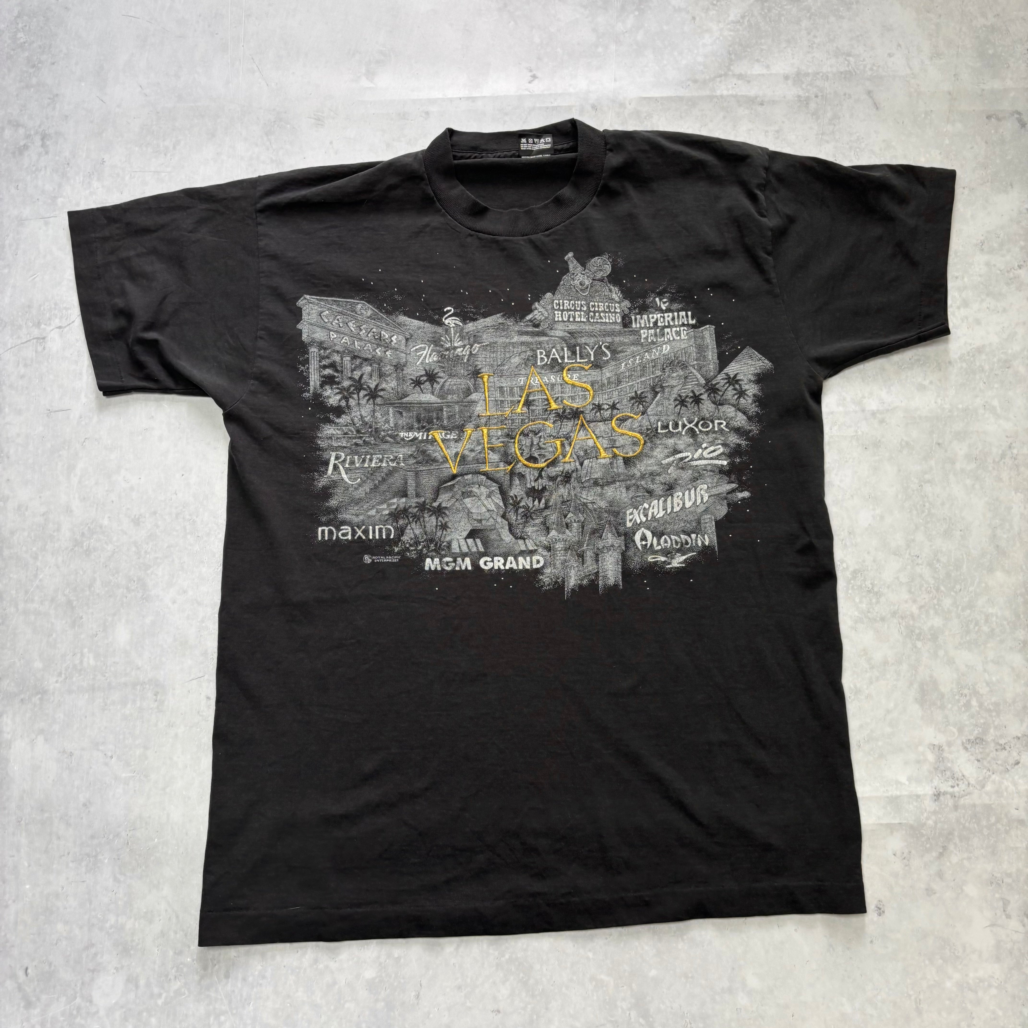 Vintage T Shirt Mens Large Black Single Stitch Graphic Print 90s USA Tourist