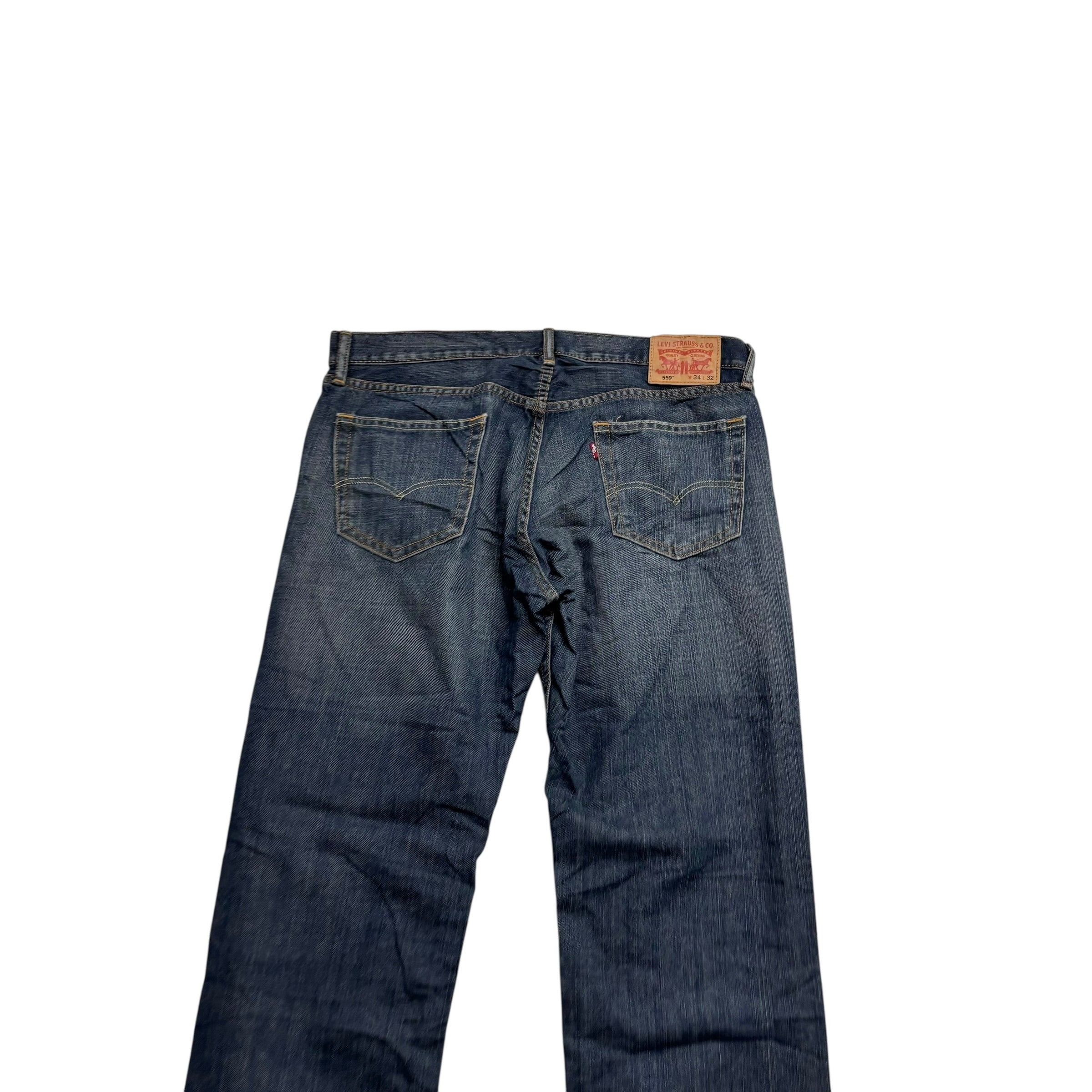 Levis 559 Jeans W36 L32 Mens Dark Blue Baggy Relaxed Straight Fit Vintage (E)