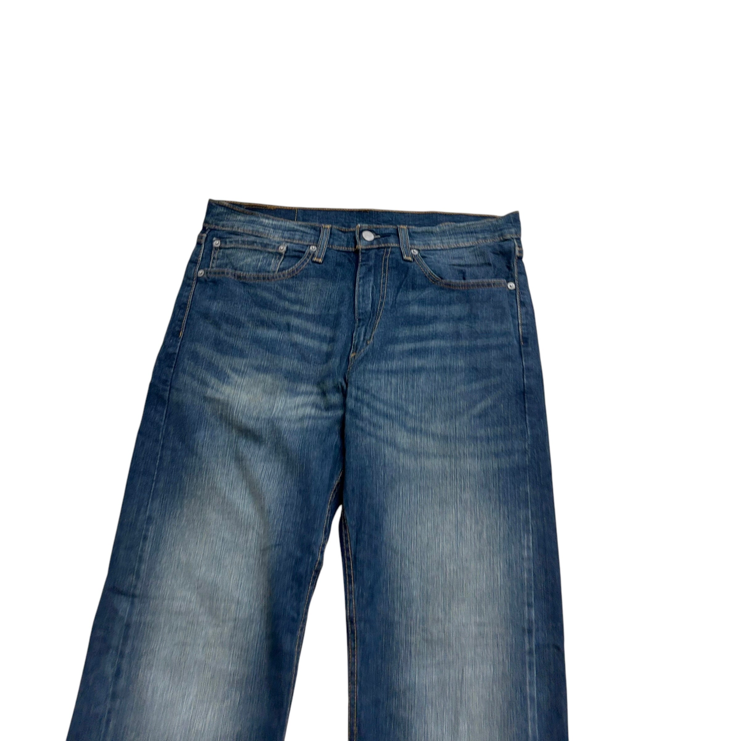 Levis 505 Jeans W34 L34 Mens Dark Blue Regular Straight Fit Stretch Denim (E)