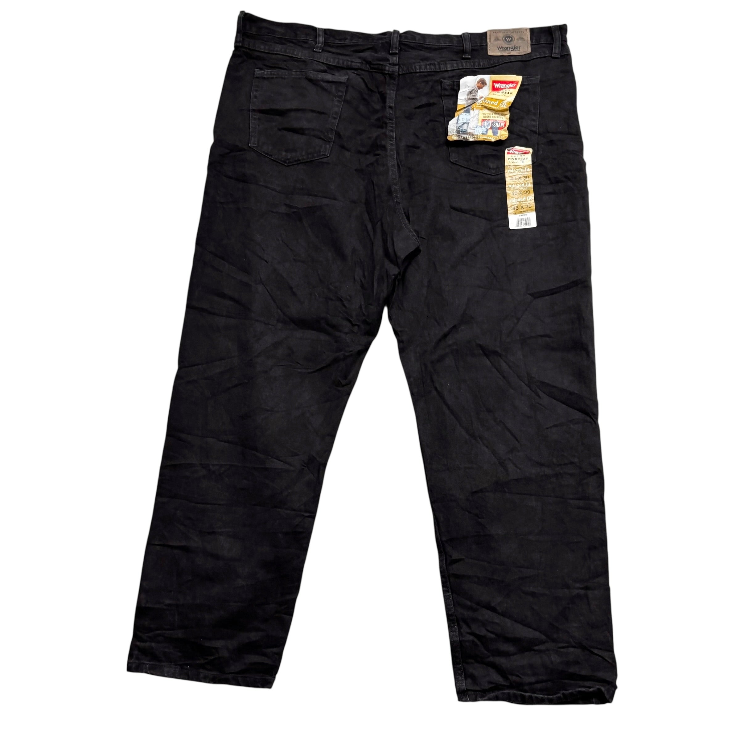 Wrangler Jeans W46 L30 Mens Black Relaxed Straight Fit Denim (E)