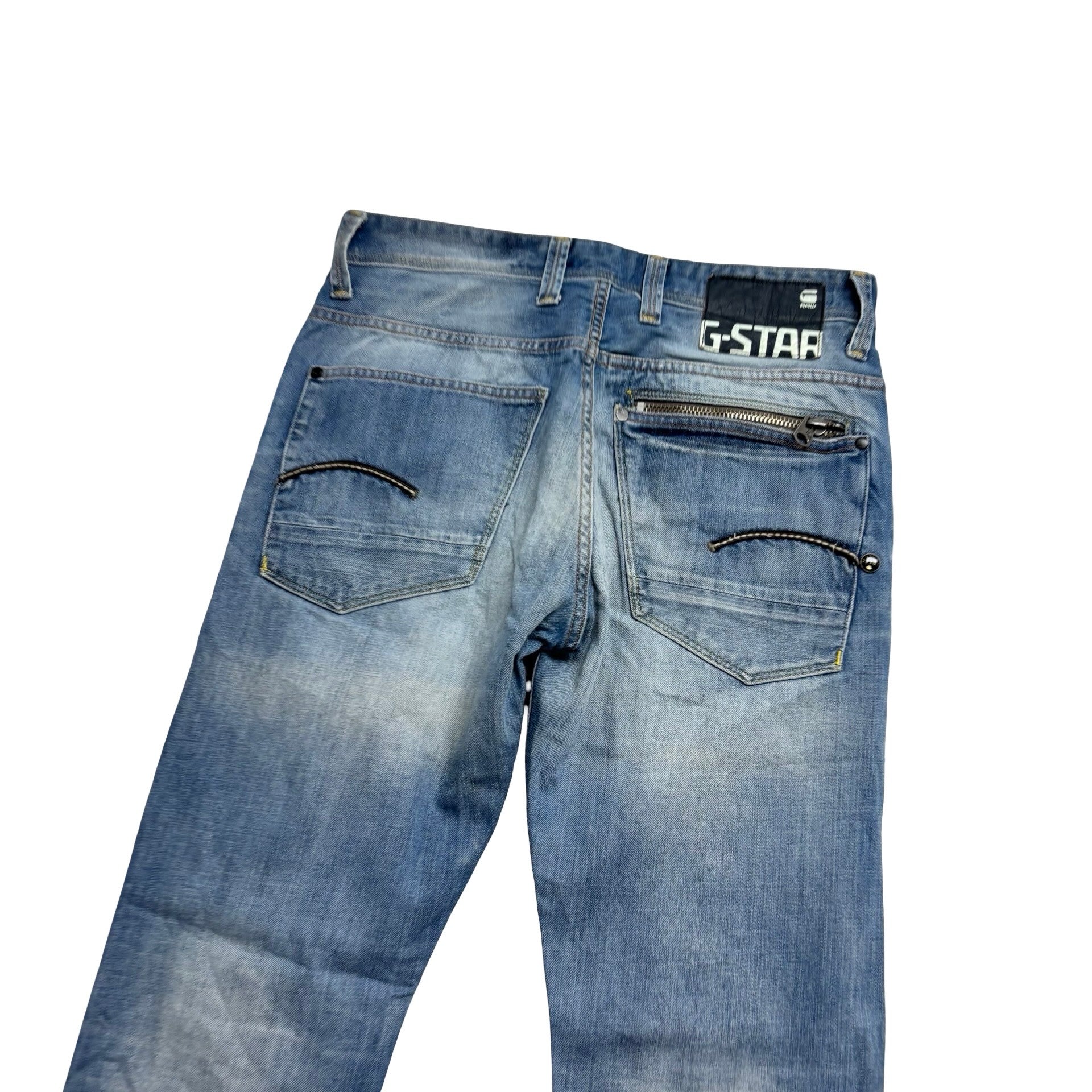 G Star Raw Attacc Jeans W31 L32 Mens Mid Blue Regular Straight Fit Denim (E)