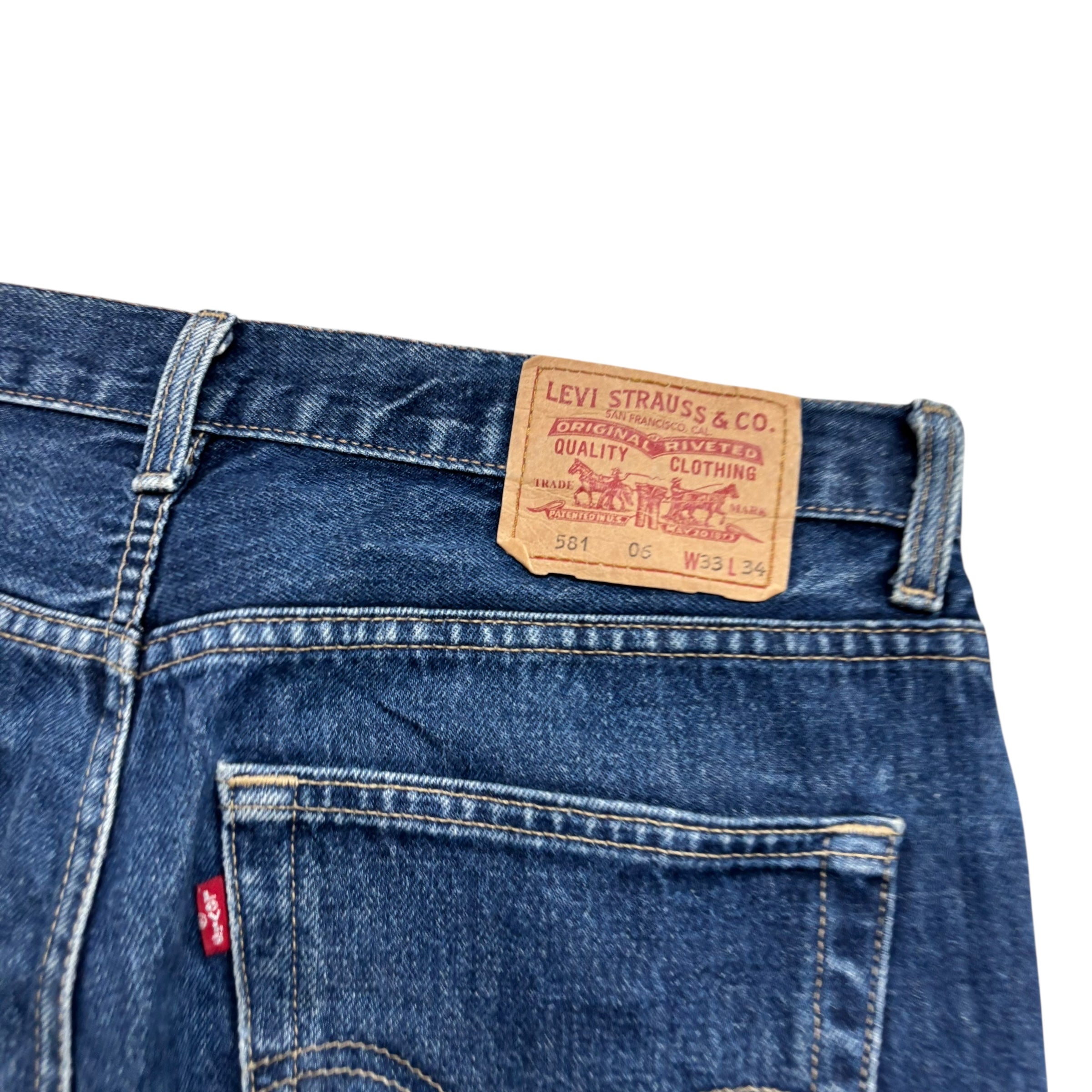 Levis 581 Jeans W33 L31 Mens Mid Blue Regular Straight Fit Vintage Denim