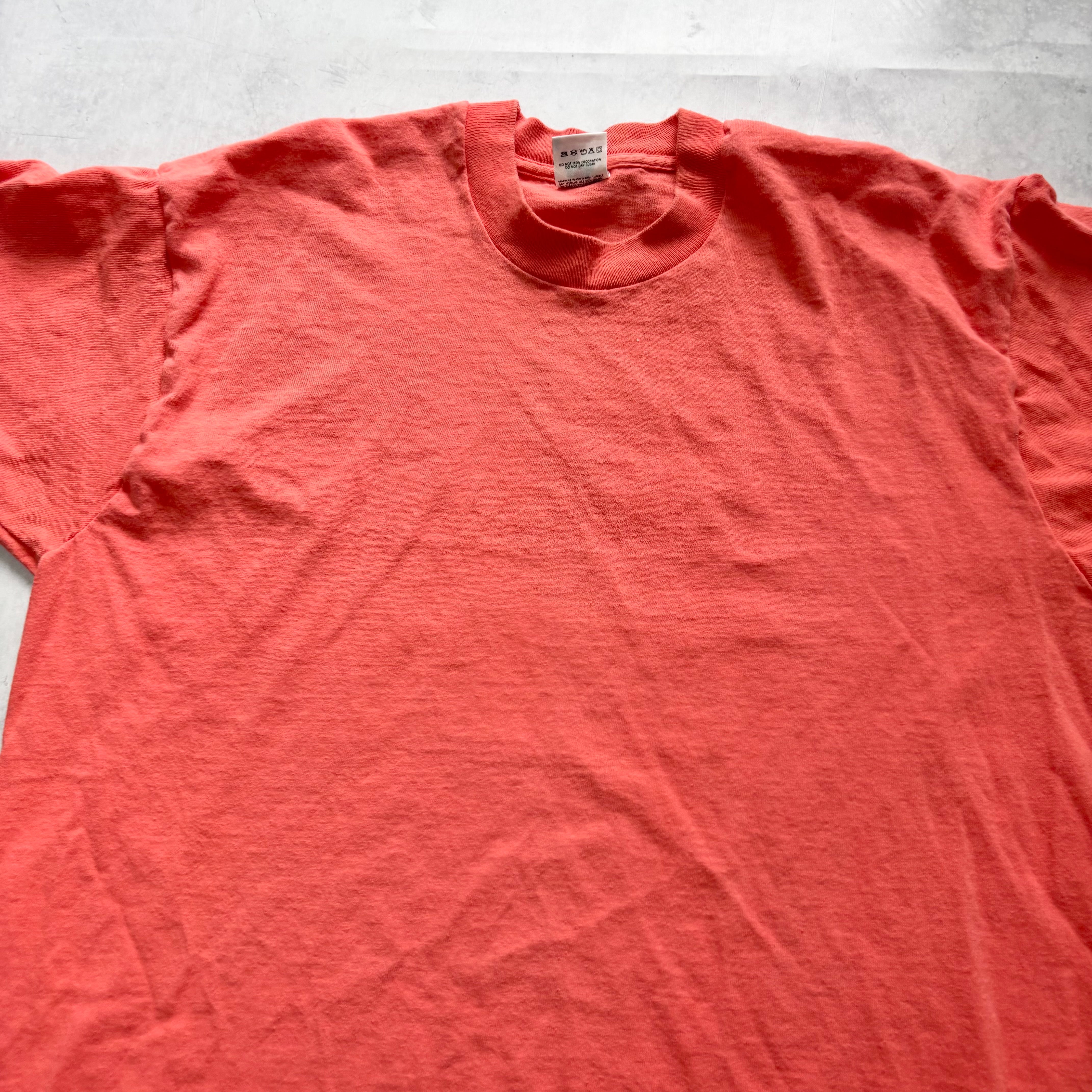 Vintage Blank T Shirt Mens Large Peach Pink Single Stitch 90s Plain FOTL (E)