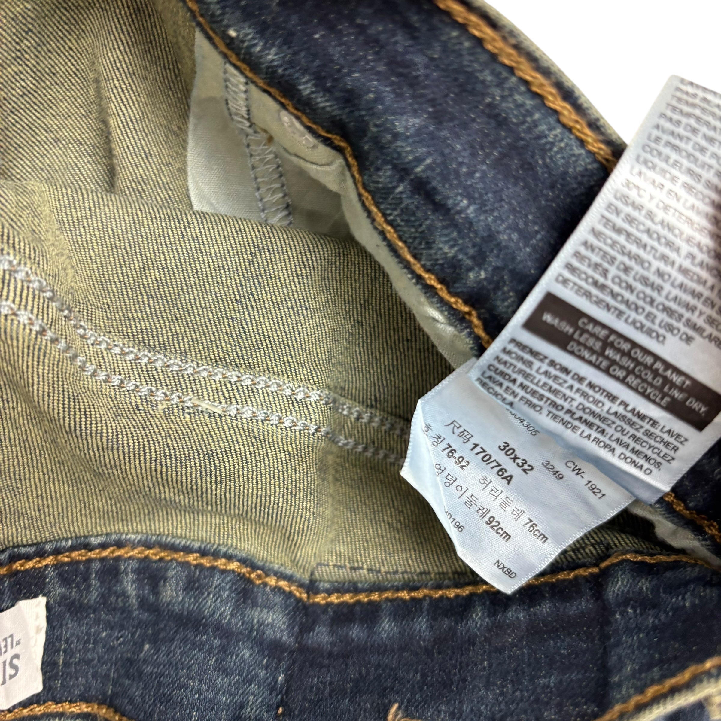 Levis Signature Jeans W30 L32 Mens Dark Blue Regular Straight Stretch Denim (E)