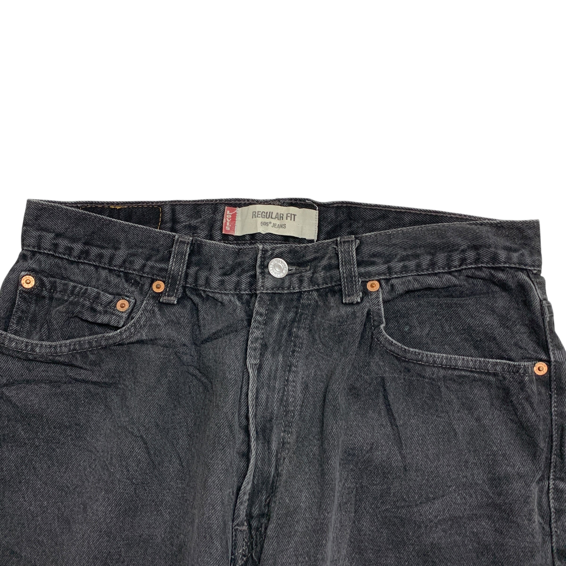 Levis 505 Jeans W32 L30 Mens Black Regular Straight Fit Vintage Denim