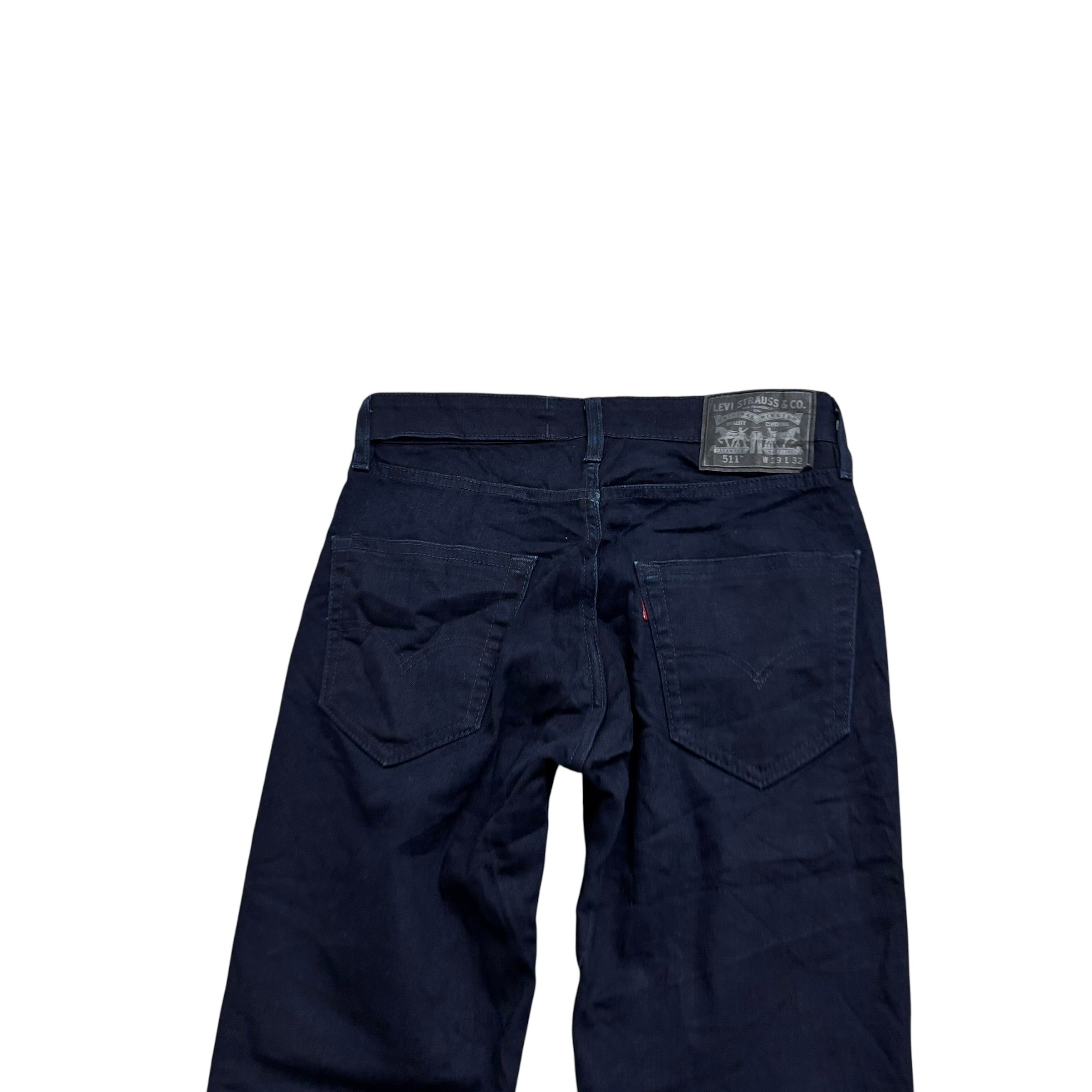 Levis 511 Commuter Jeans W28 L32 Mens Navy Blue Slim Fit Stretch Denim (E)