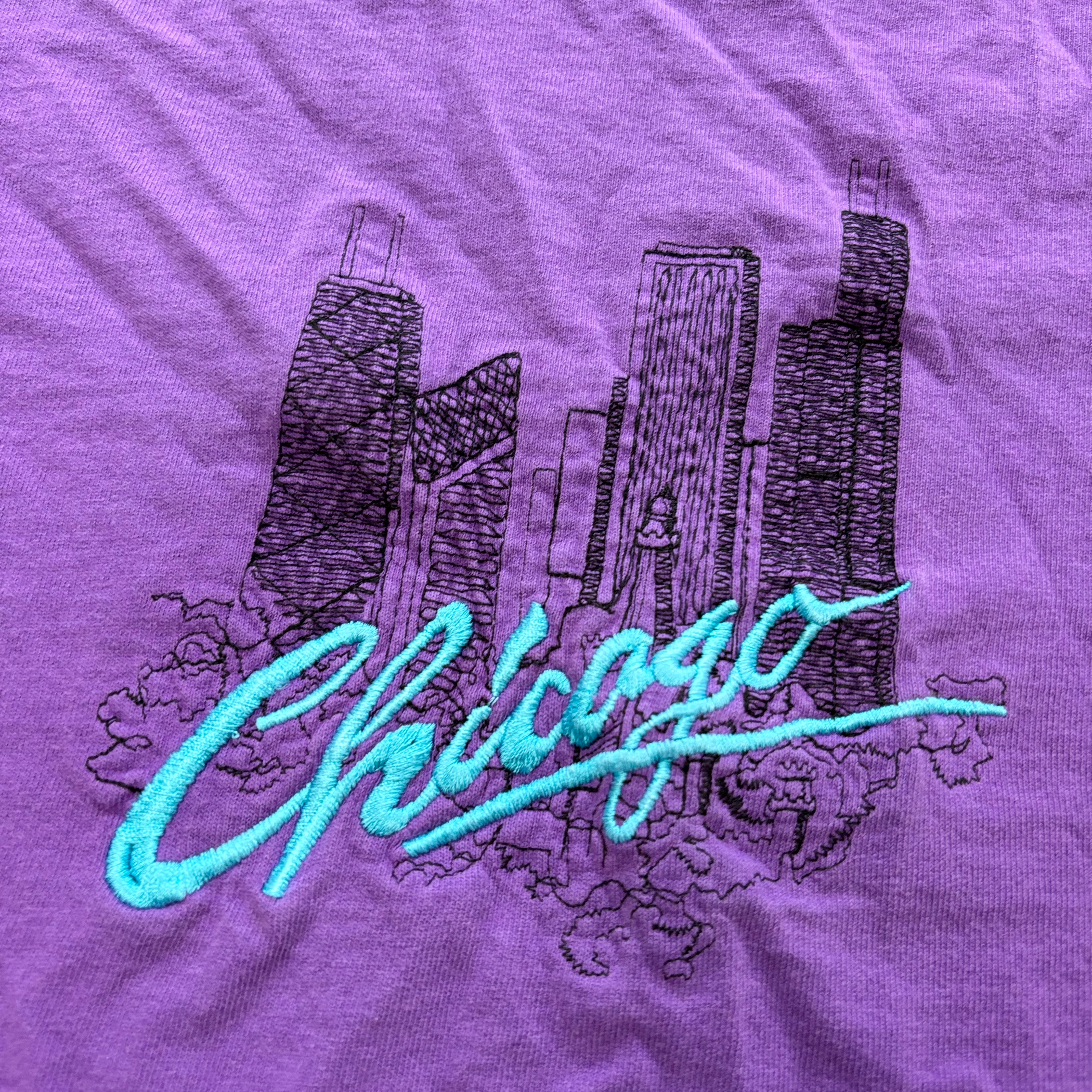 Vintage T Shirt Mens Large Purple Single Stitch Graphic Print 90s Tourist