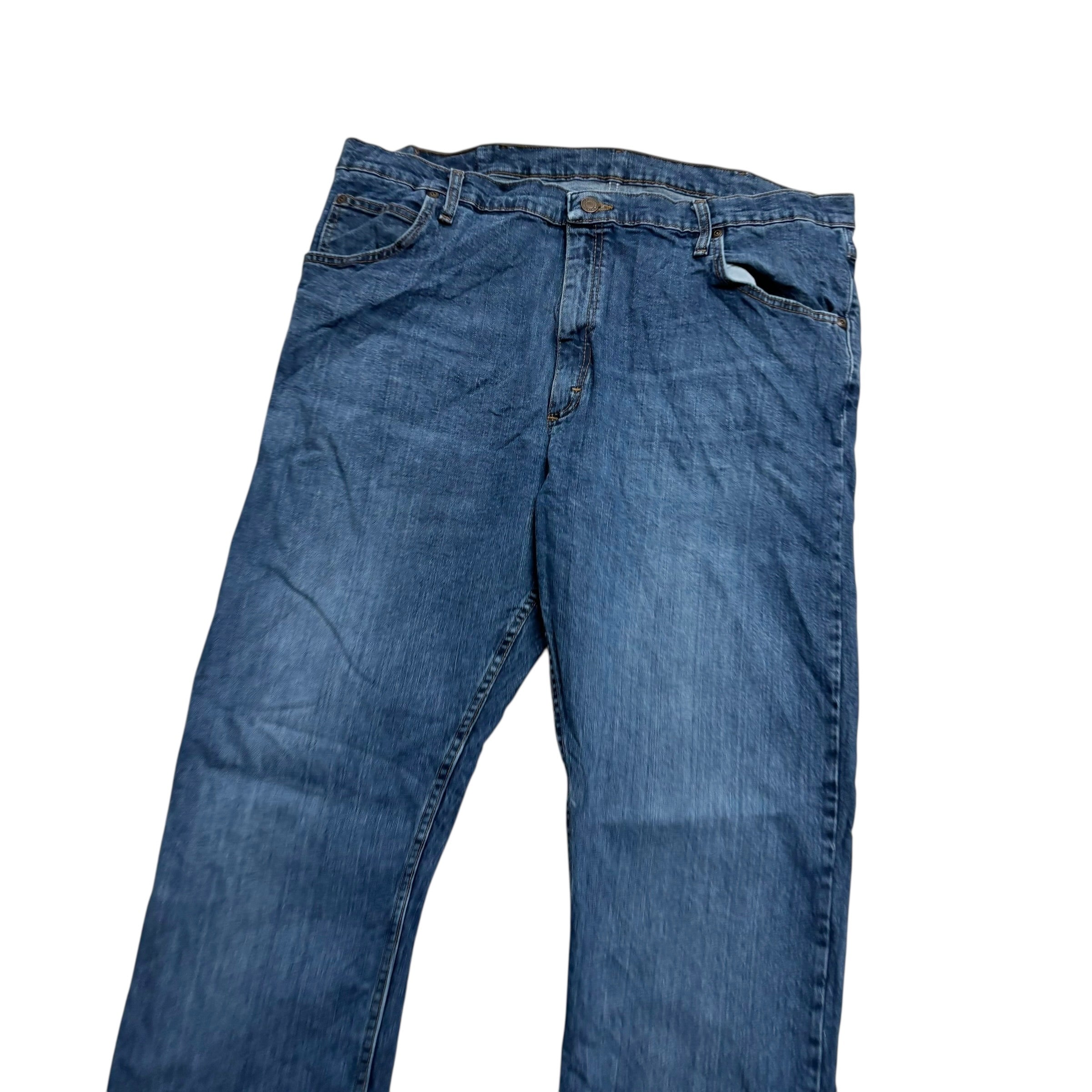 Wrangler Jeans W40 L32 Mens Mid Blue Slim Straight Fit Stretch Denim (E)