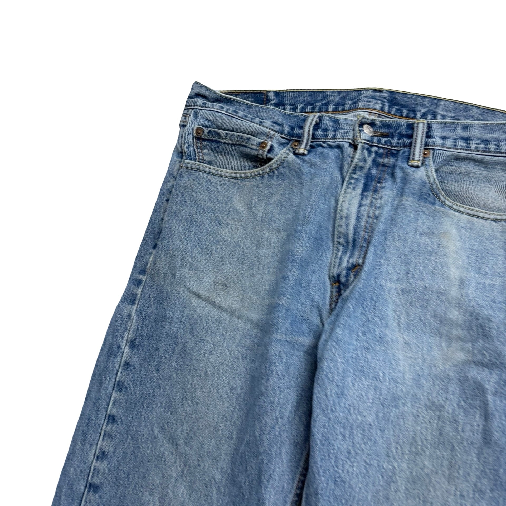 Levis 505 Jeans W36 L34 Mens Light Blue Regular Straight Fit Denim (F)