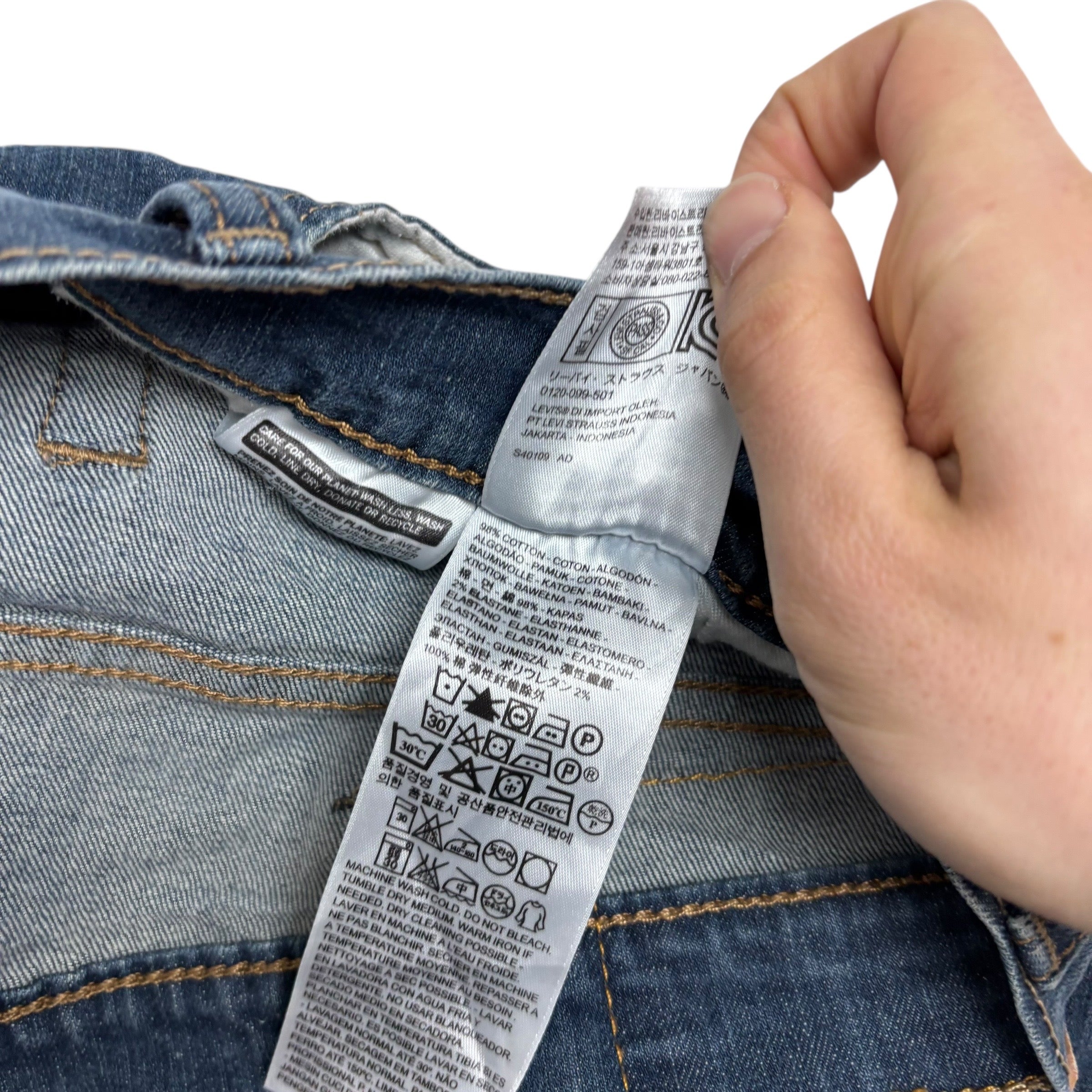 Levis 559 Jeans W42 L30 Mens Dark Blue Relaxed Straight Fit Stretch Denim (E)