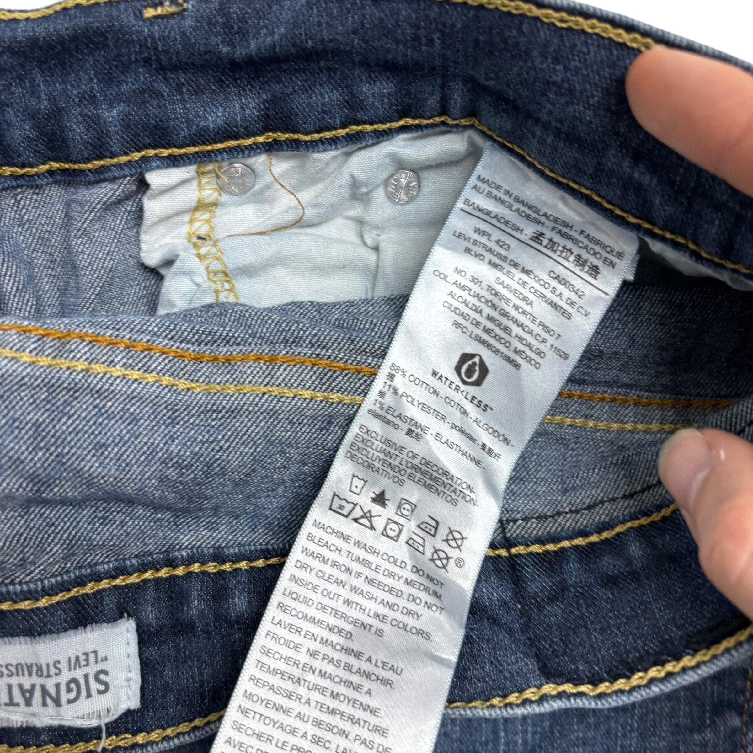 Levis Signature Jeans W34 L30 Mens Dark Blue Regular Straight Fit Stretch (E)