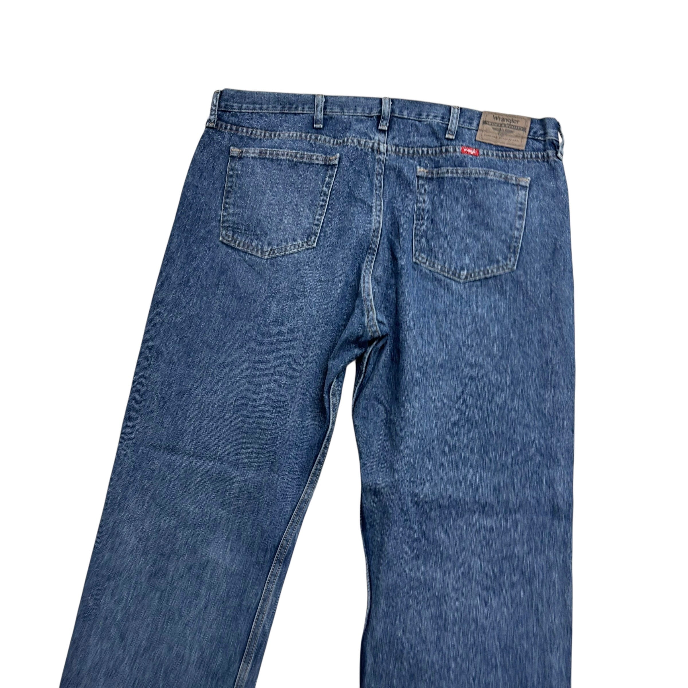 Wrangler Jeans W42 L30 Mens Mid Blue Relaxed Straight Fit Baggy Denim (E)