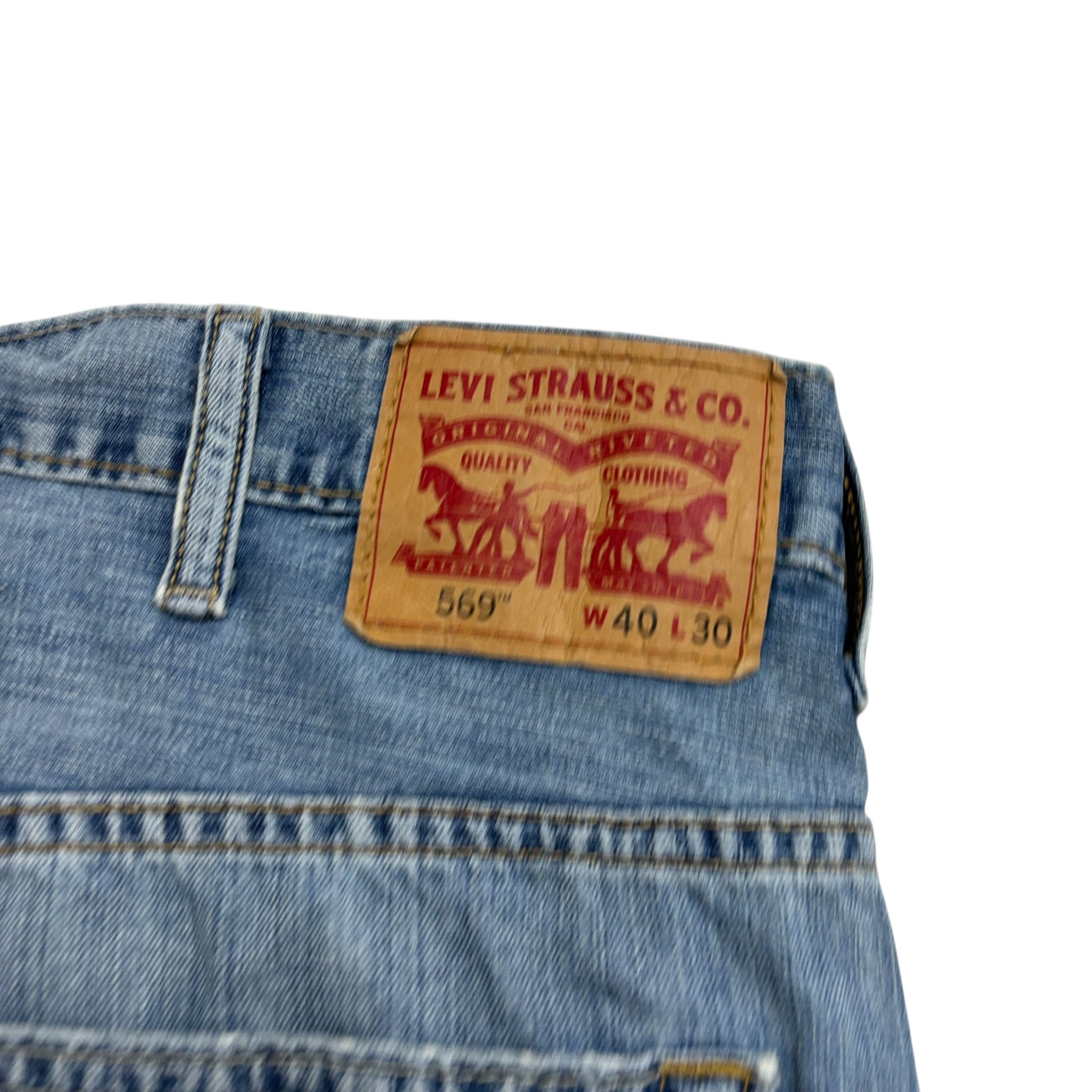 Levis 569 Jeans W40 L30 Mens Light Blue Baggy Relaxed Straight Fit Denim (E)