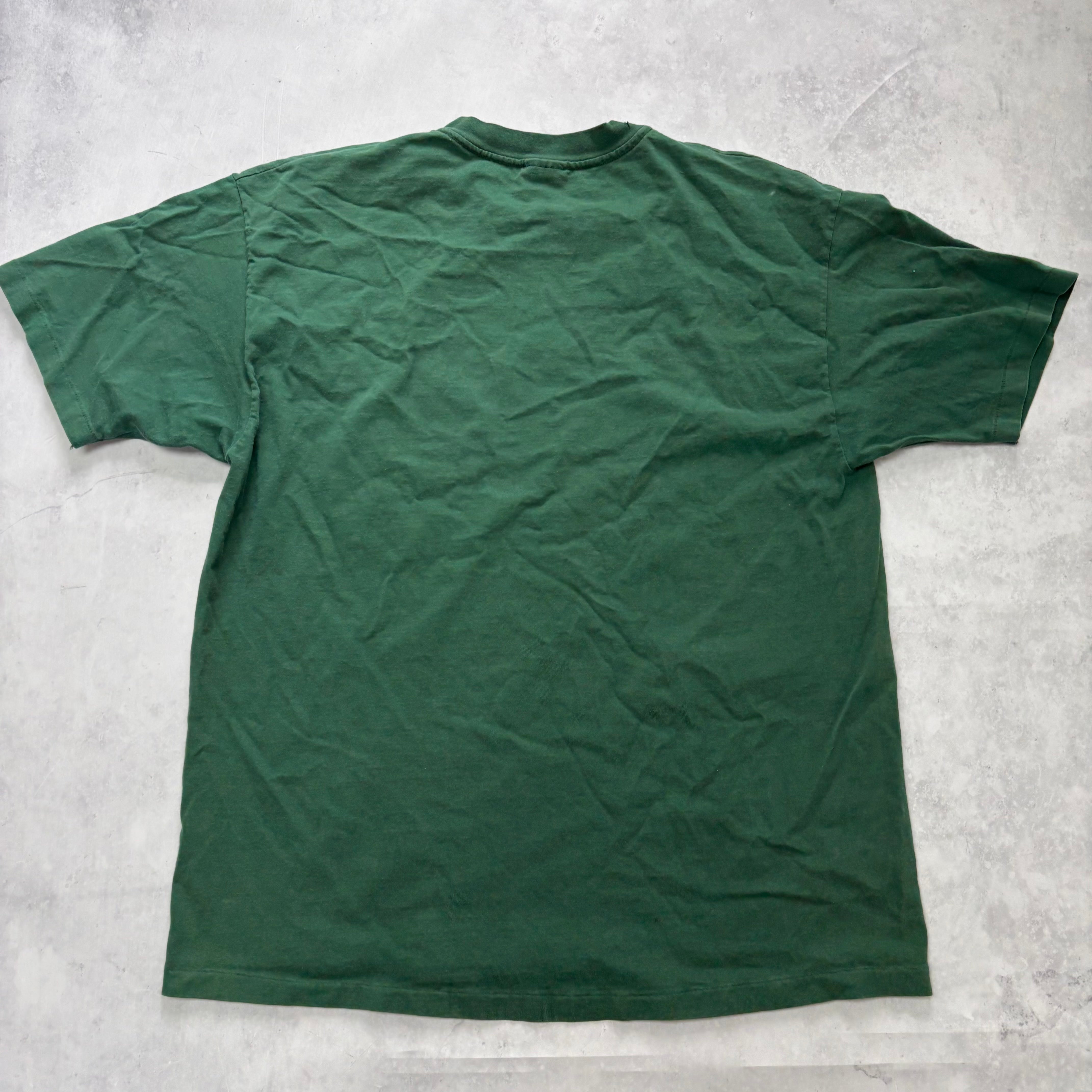Vintage T Shirt Mens XL Green Single Stitch Graphic Print 90s USA Tourist