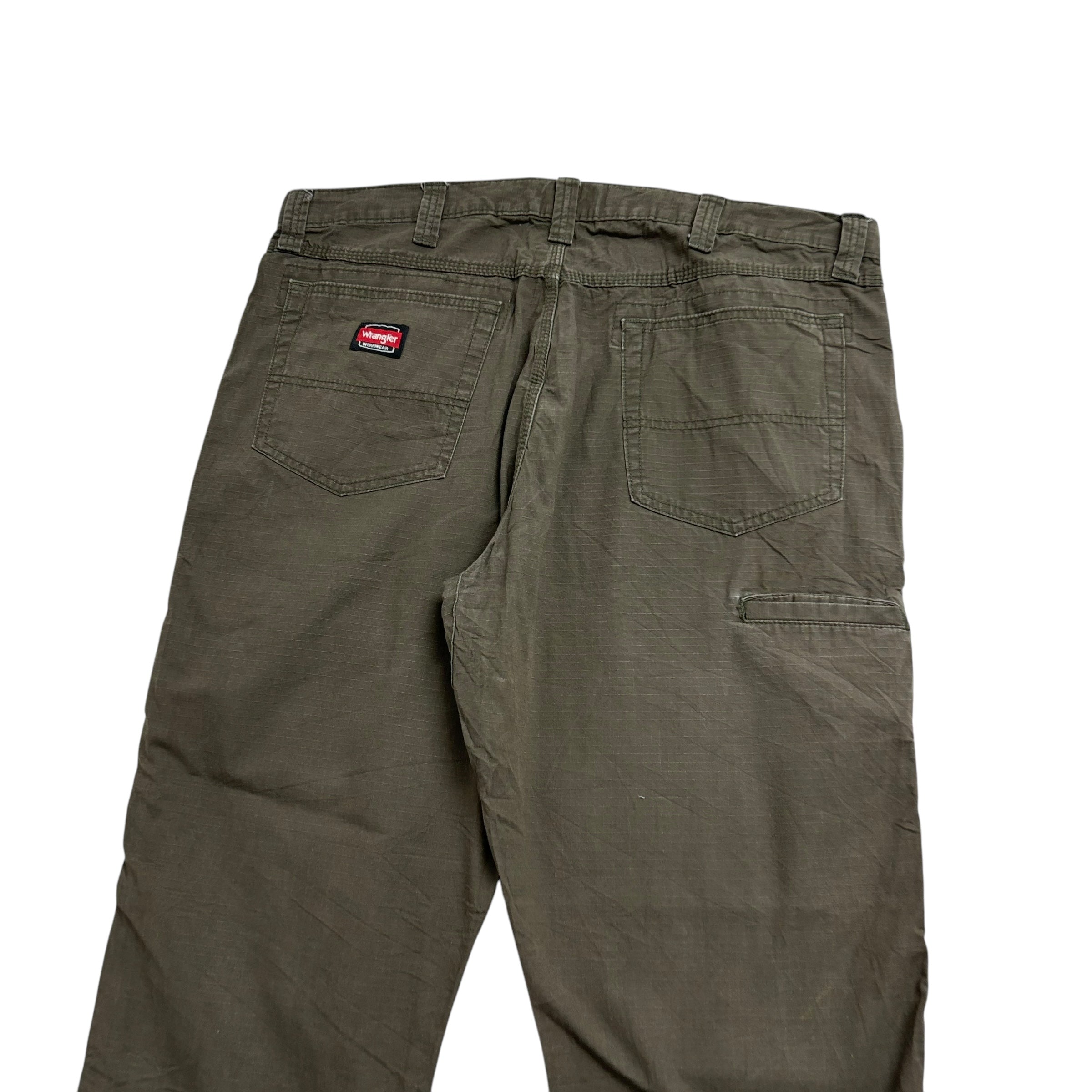 Wrangler Carpenter Pants W38 L32 Mens Khaki Green Regular Straight Fit