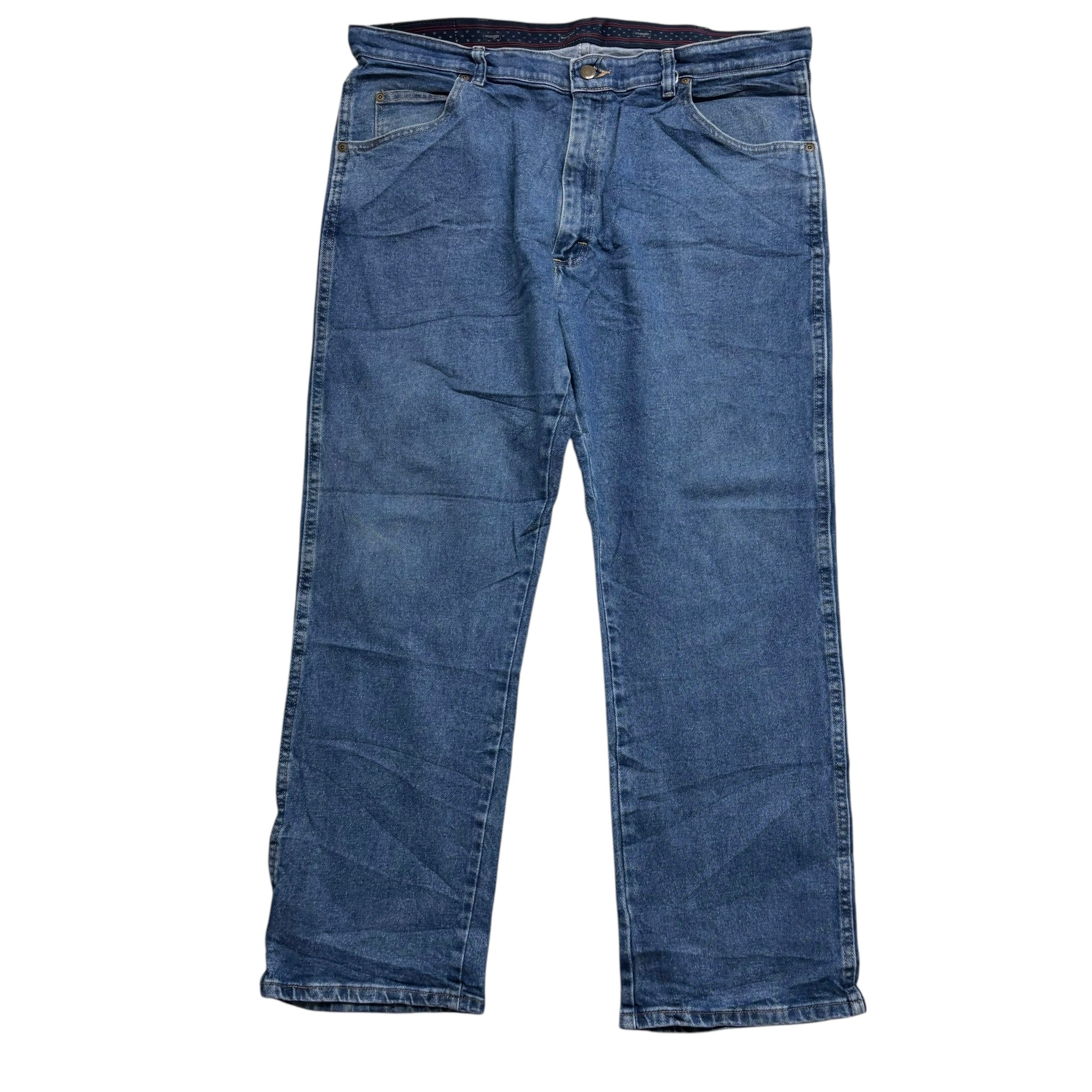 Wrangler Jeans W38 L29 Mens Mid Blue Regular Straight Fit Stretch Denim