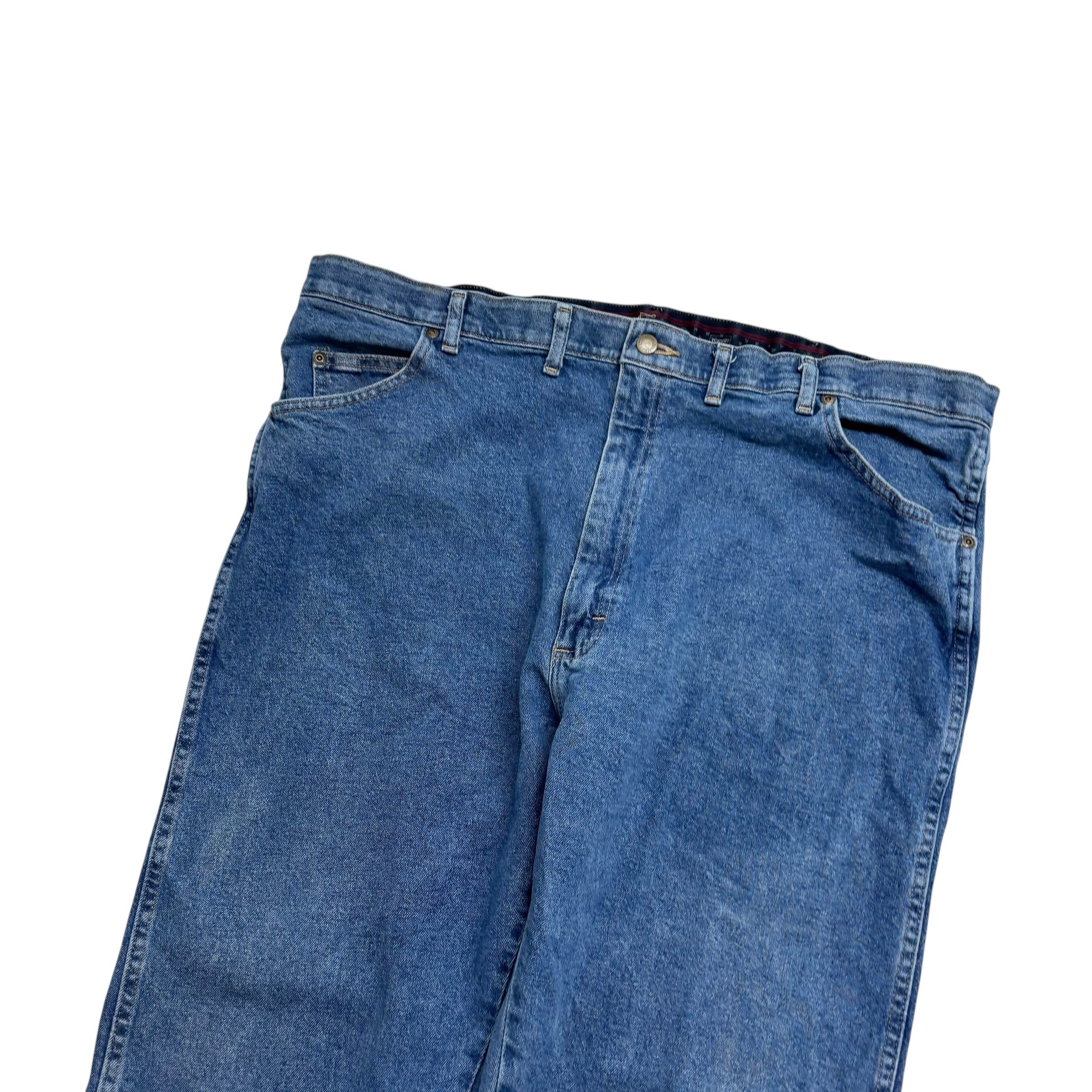Wrangler Jeans W44 L30 Mens Mid Blue Regular Straight Fit Stretch Denim (E)