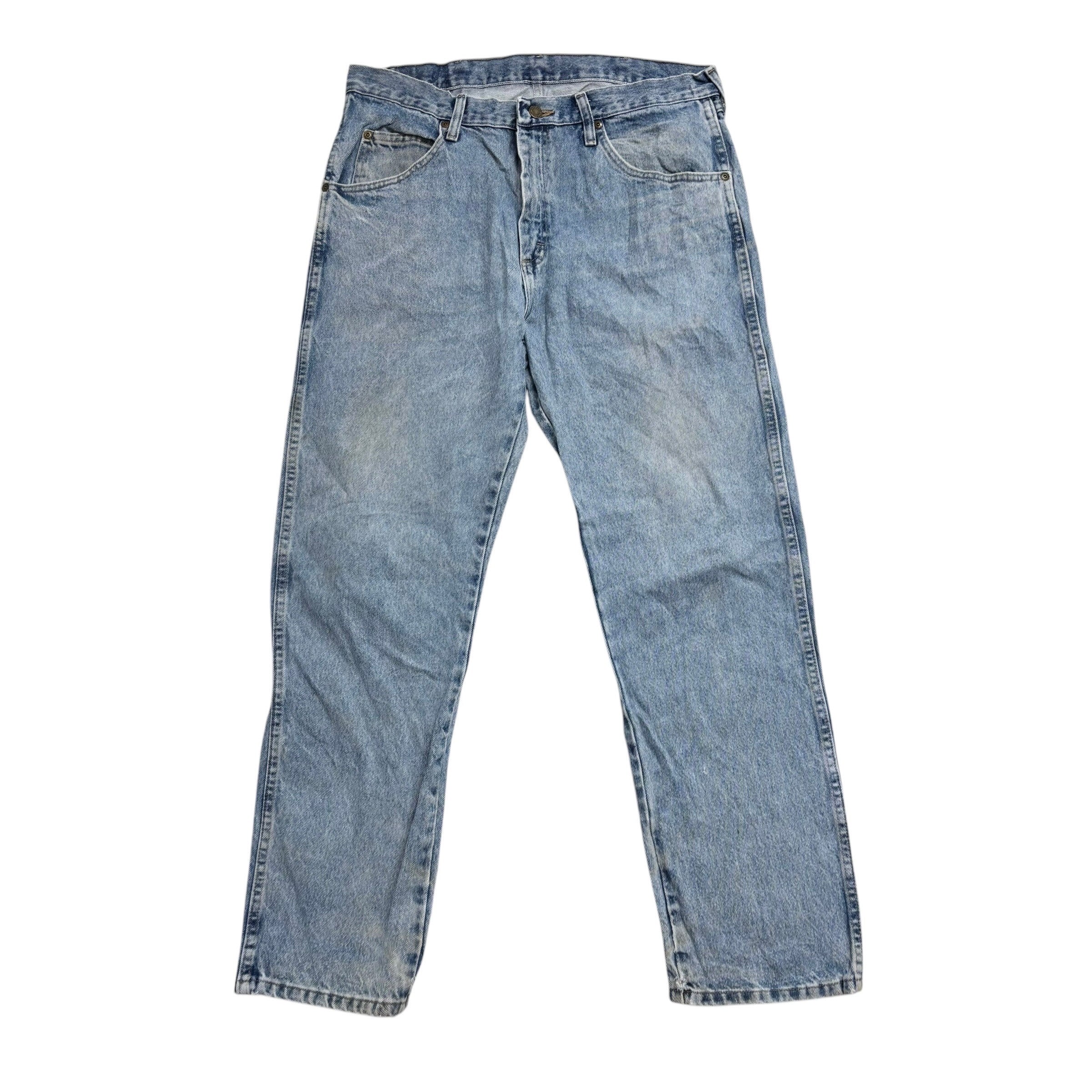 Wrangler Jeans W35 L30 Mens Light Blue Regular Straight Fit Denim (F)