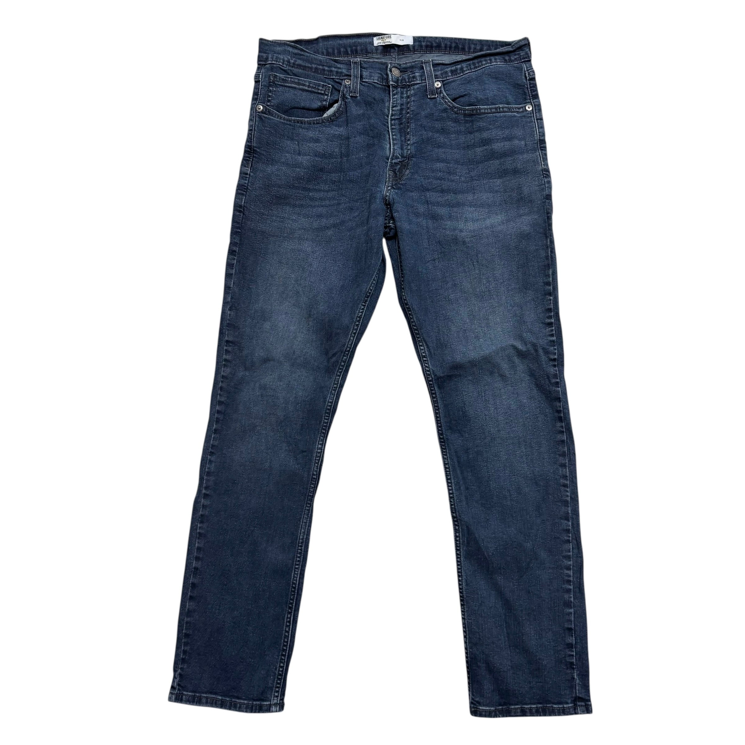 Levis Signature Jeans W34 L30 Mens Dark Blue Slim Fit Stretch Denim (E)