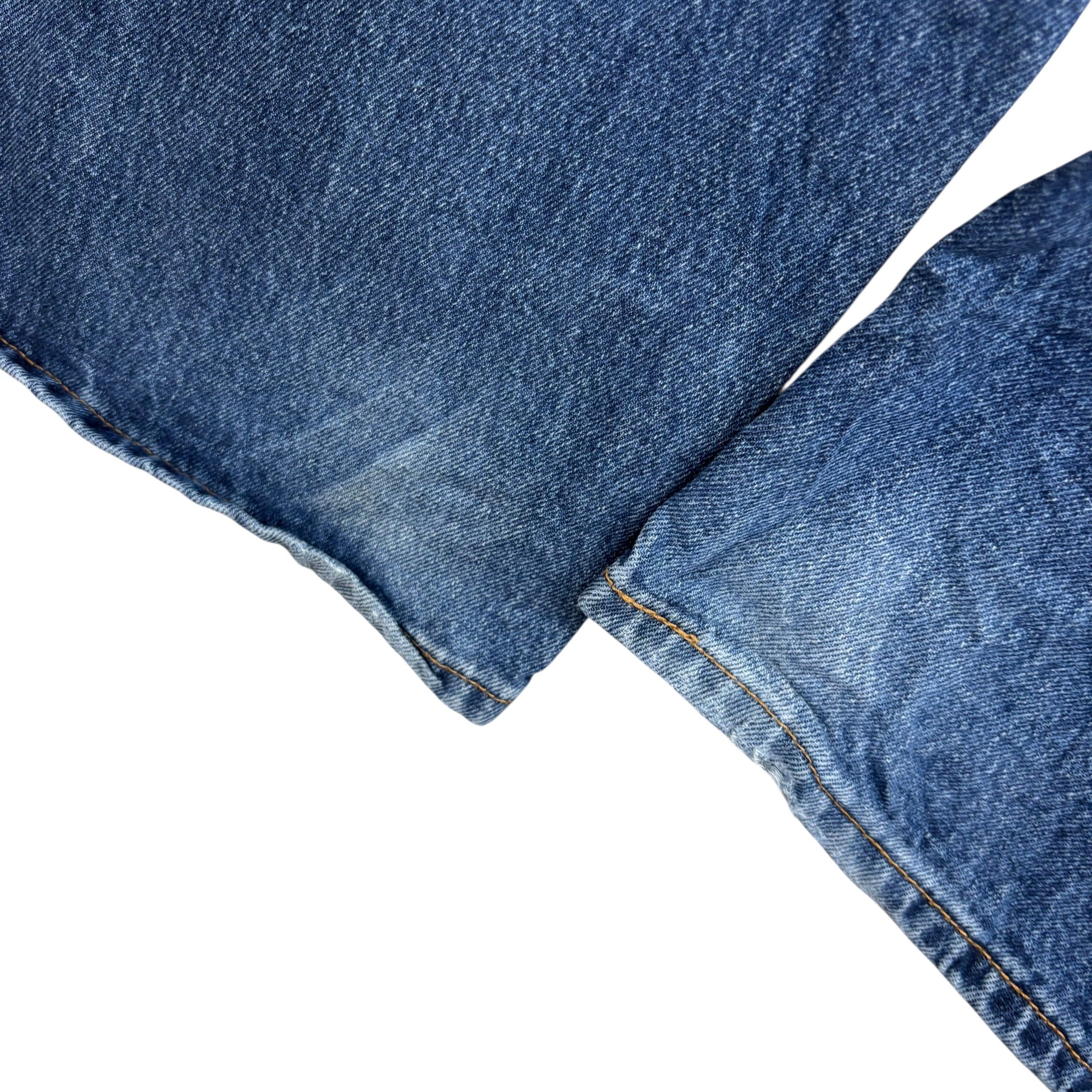 Levis 505 Jeans W42 L32 Mens Mid Blue Regular Straight Fit Denim