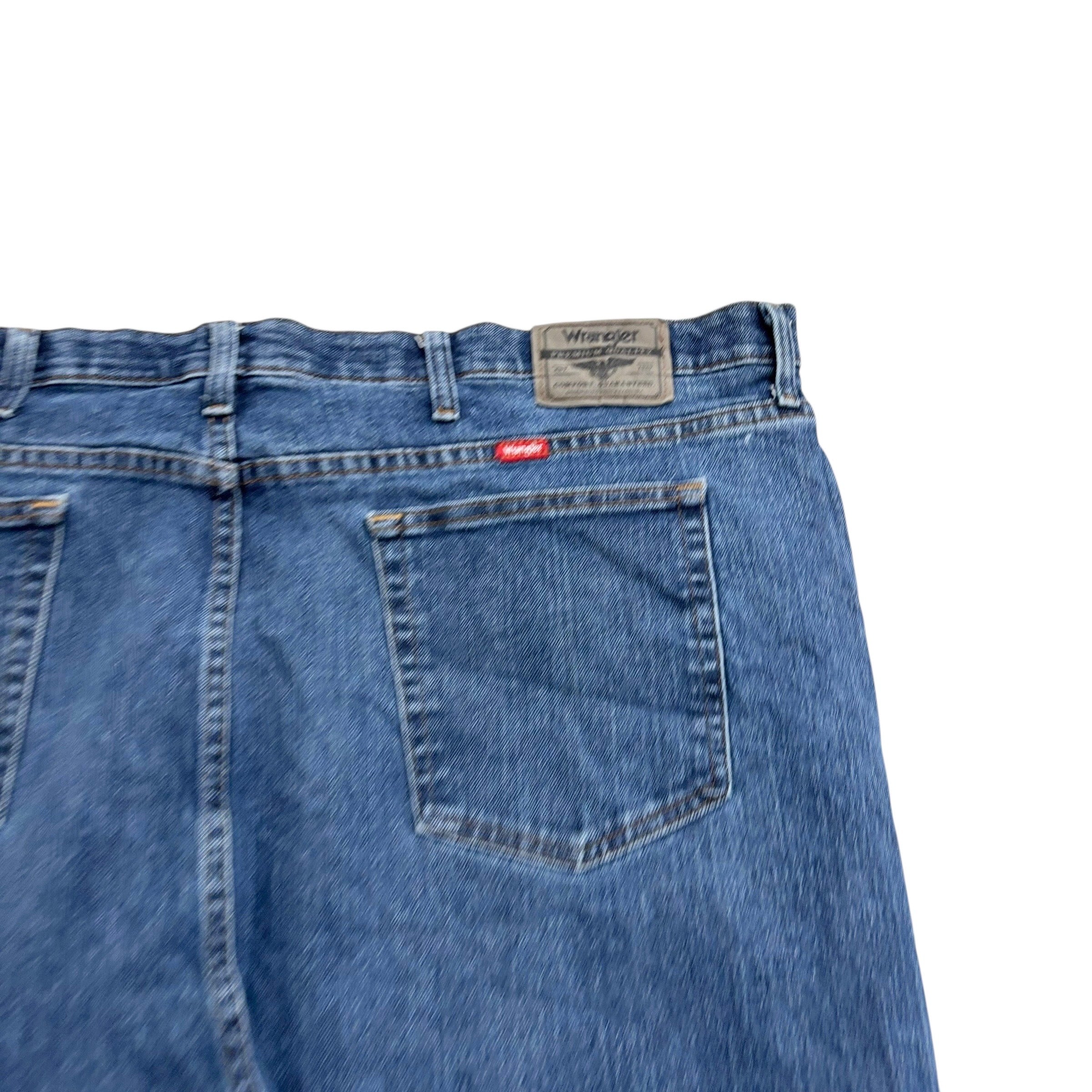 Wrangler Jeans W48 L30 Mens Mid Blue Regular Straight Fit Stretch Denim