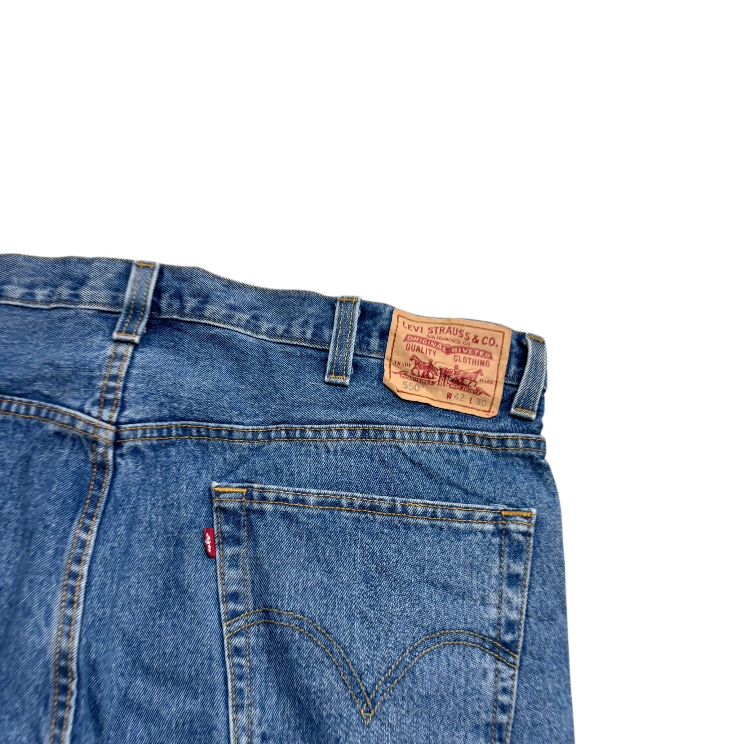 Levis 550 Jeans W42 L30 Mens Mid Blue Baggy Relaxed Straight Vintage Denim (E)