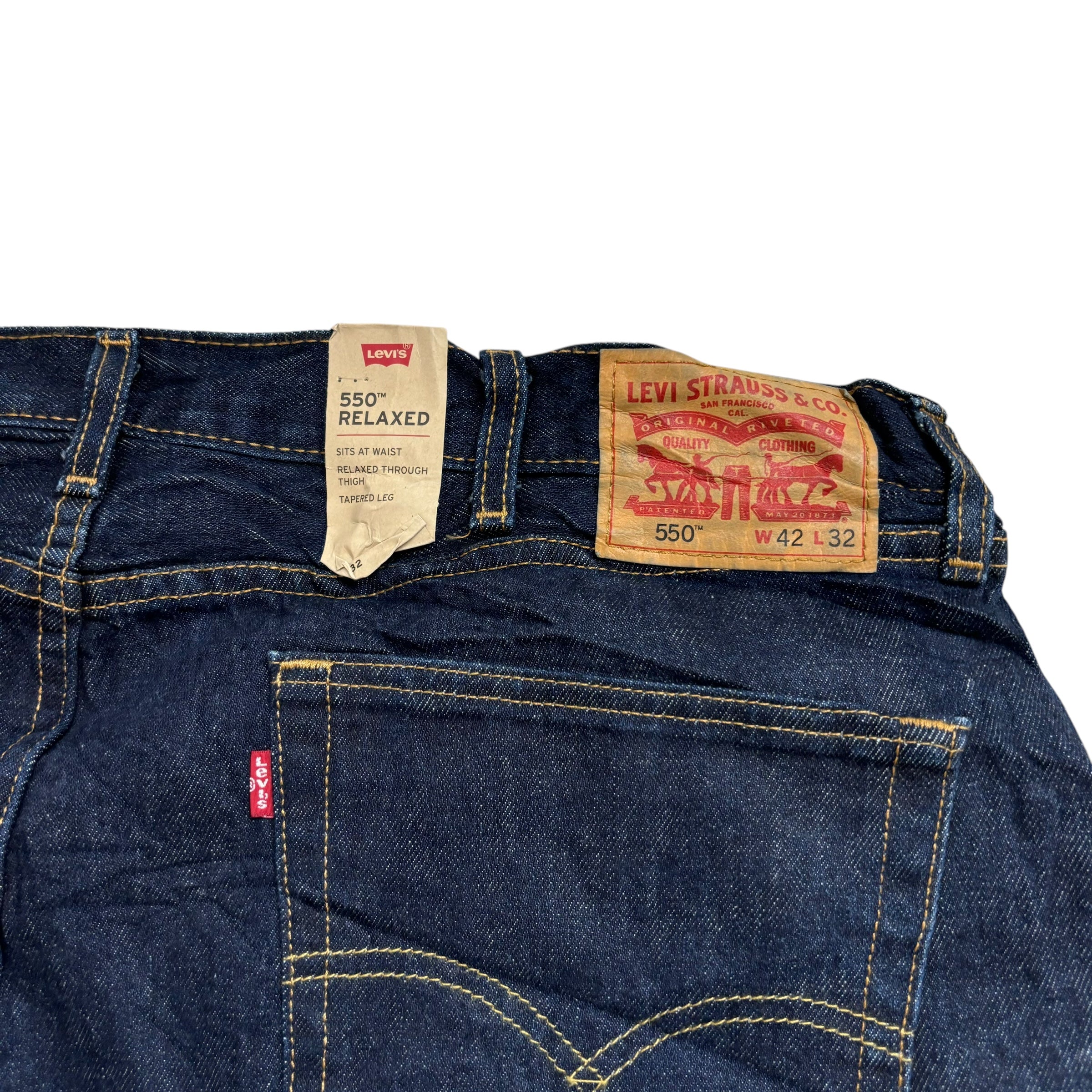 Levis 550 Jeans W42 L32 Mens Dark Blue Baggy Relaxed Straight Fit Denim