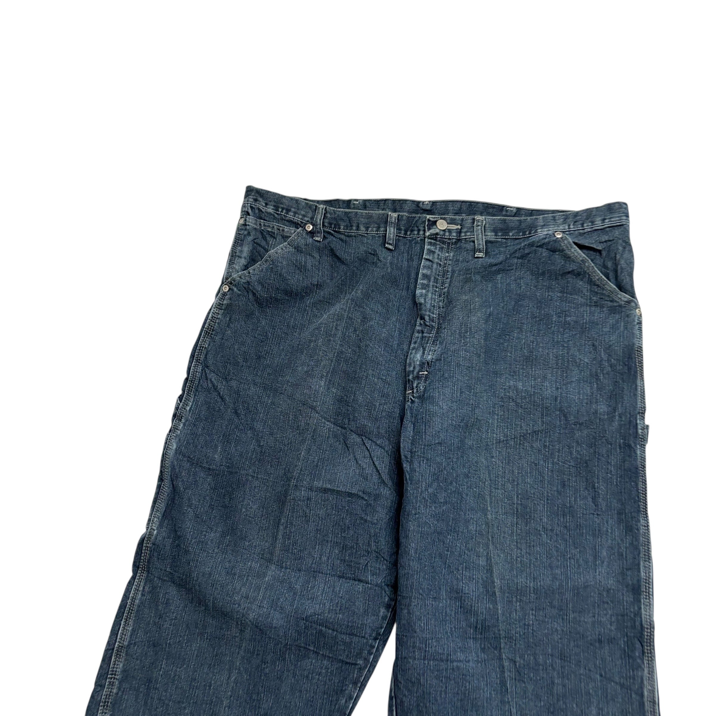 Wrangler Carpenter Jeans W44 L32 Mens Dark Blue Relaxed Straight Fit Denim (E)