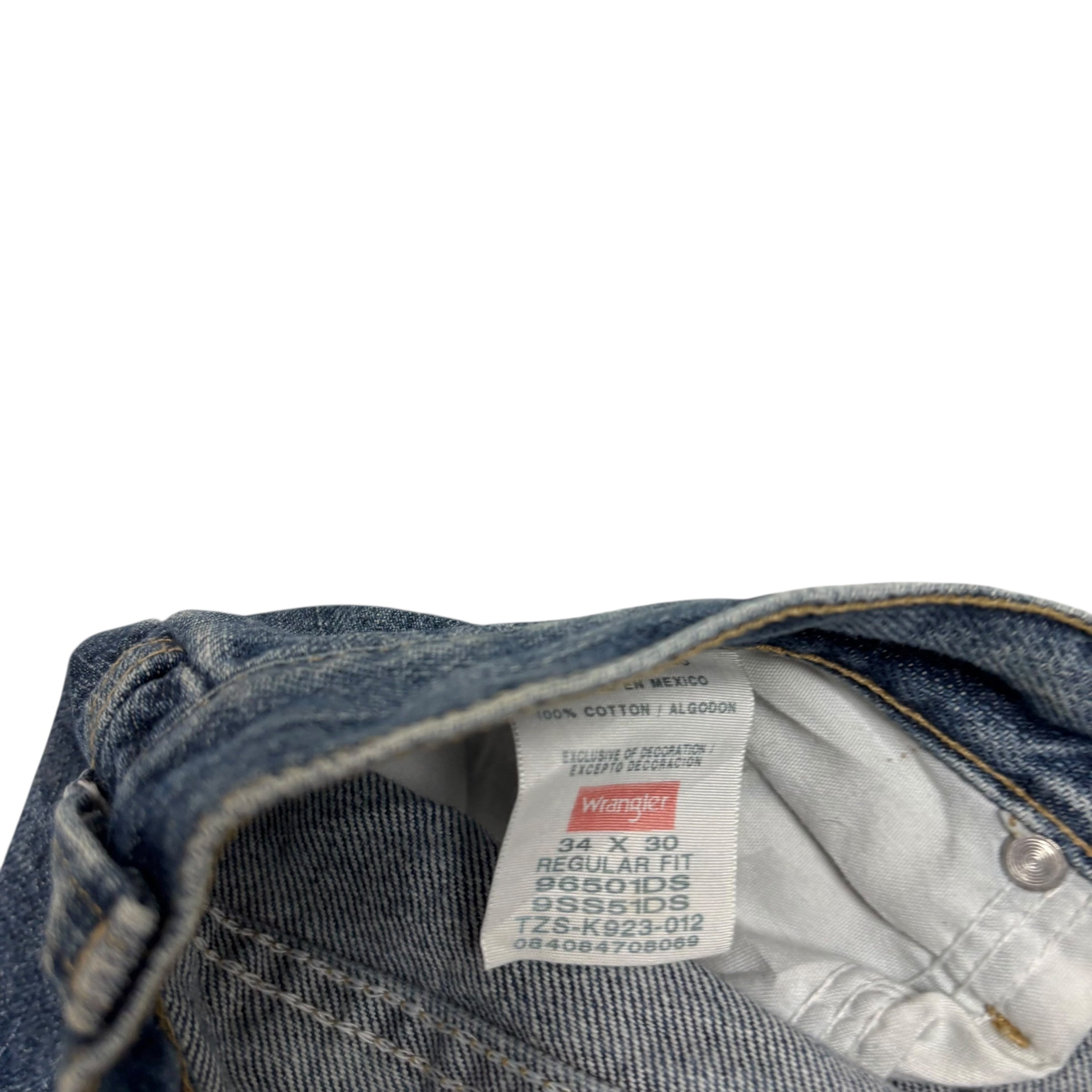 Wrangler Jeans W34 L30 Mens Mid Blue Regular Straight Fit Denim (E)