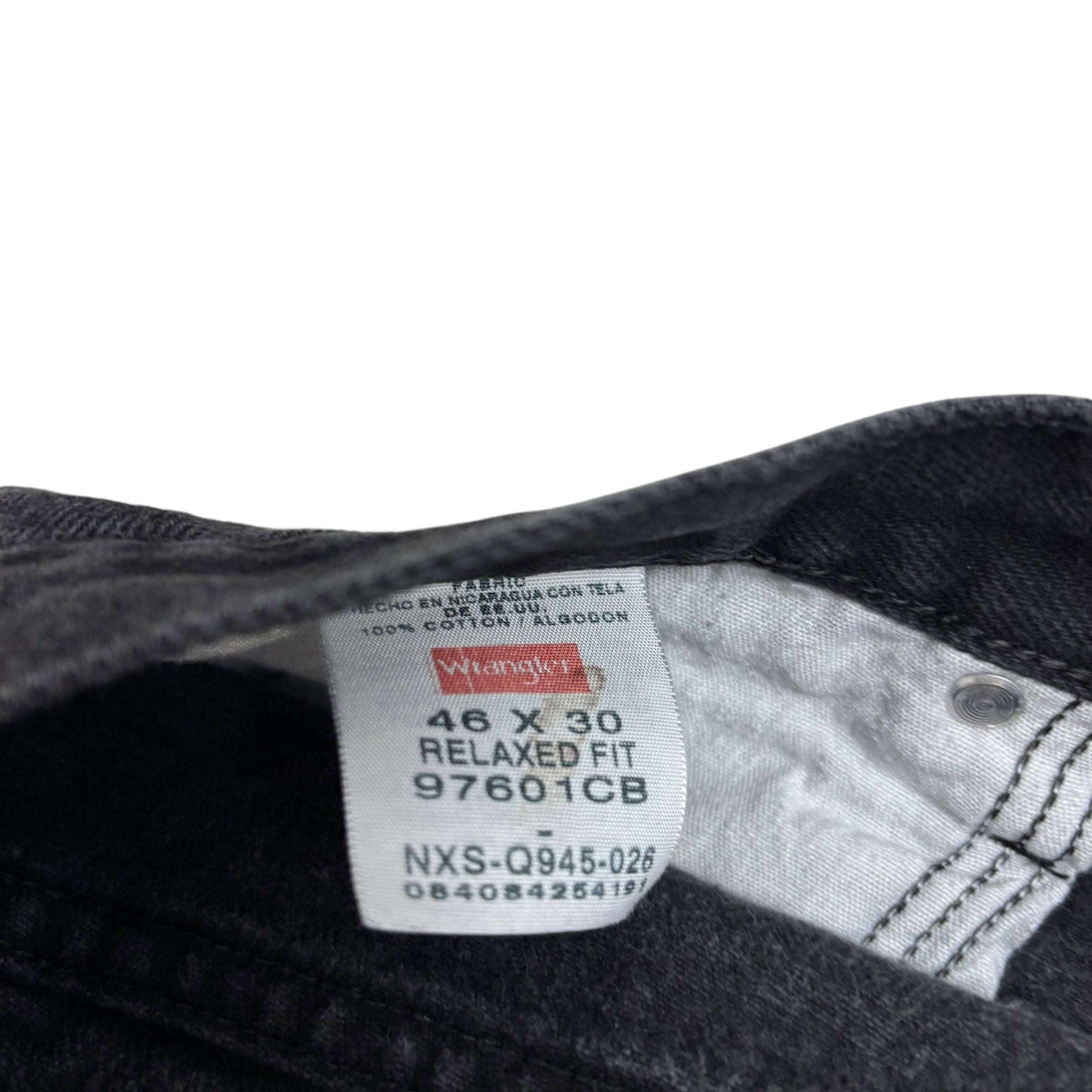 Wrangler Jeans W46 L30 Mens Black Relaxed Straight Fit Denim (E)