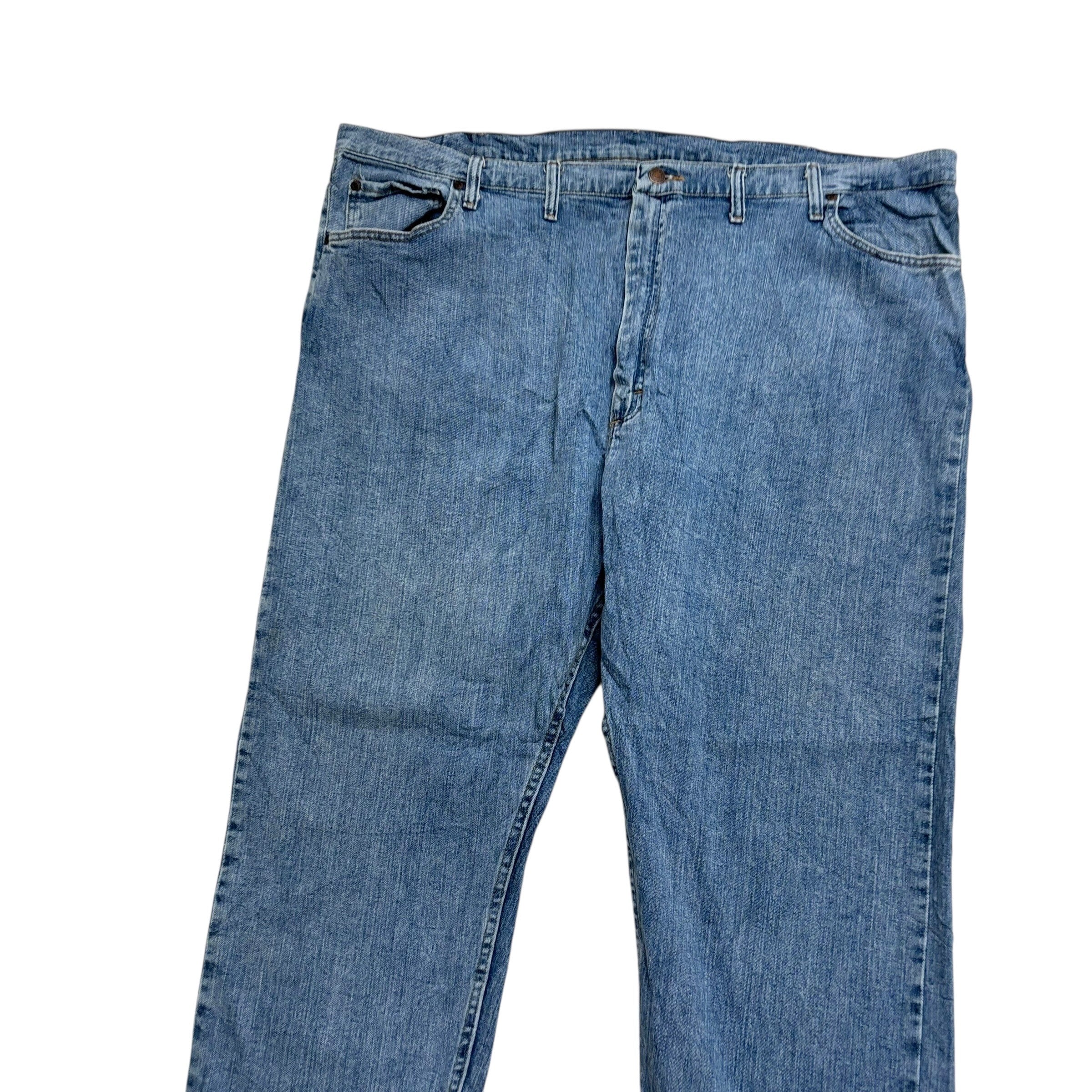Wrangler Jeans W48 L30 Mens Mid Blue Relaxed Straight Fit Stretch Denim (E)