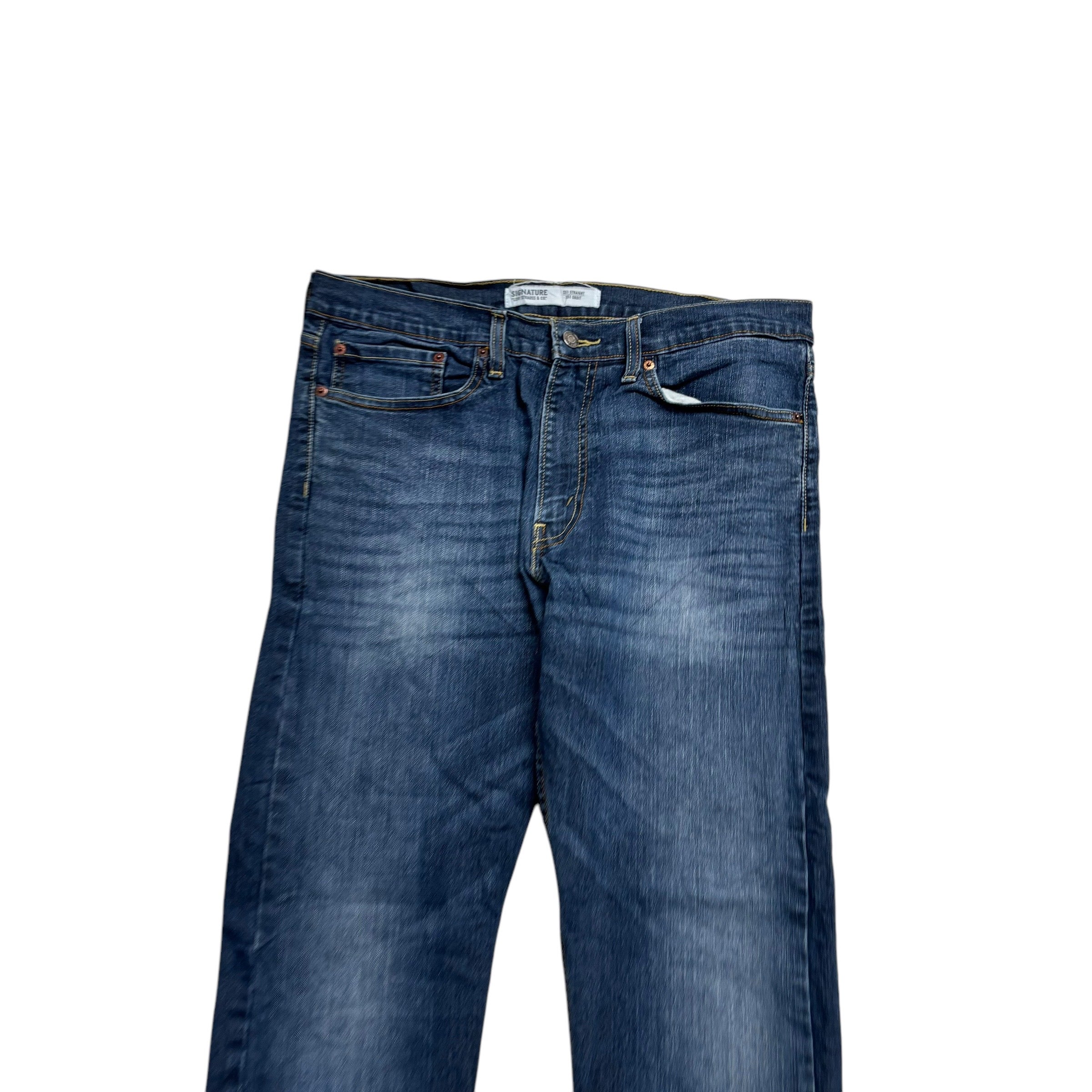 Levis Signature Jeans W34 L30 Mens Dark Blue Regular Straight Fit Stretch (E)