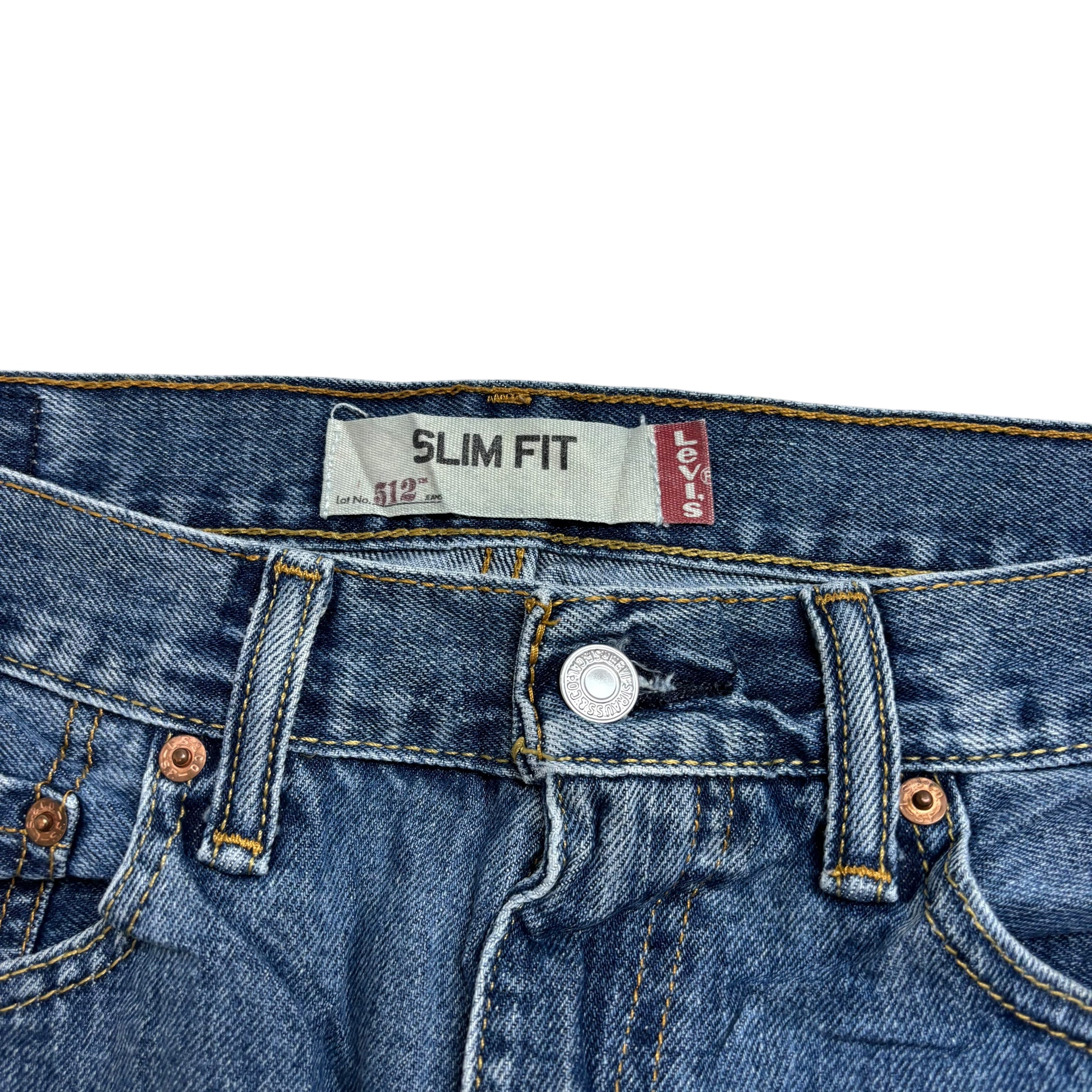 Levis 512 Jeans W32 L27 Mens Mid Blue Slim Straight Fit Vintage Denim