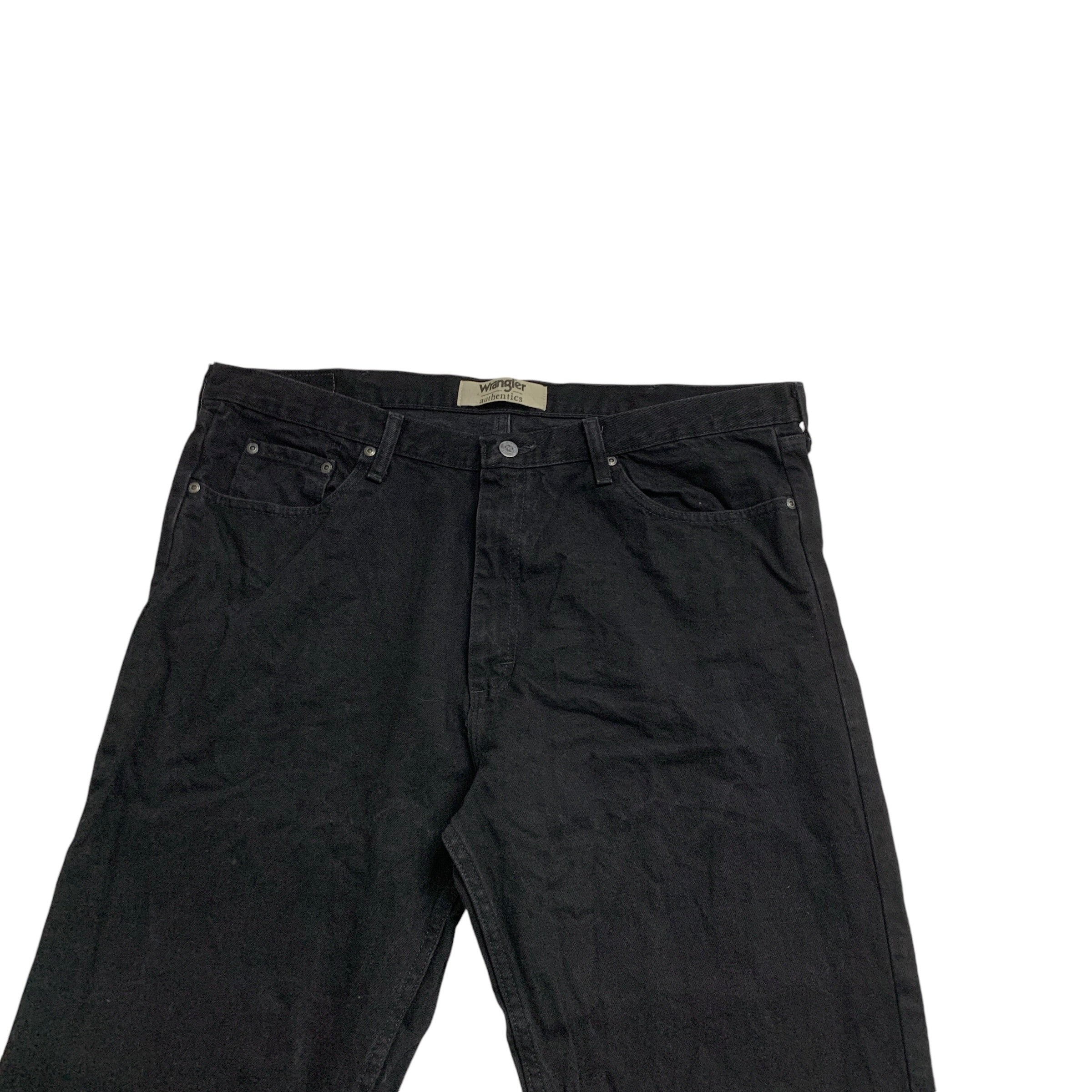 Wrangler Jeans W40 L32 Mens Black Relaxed Straight Fit Denim