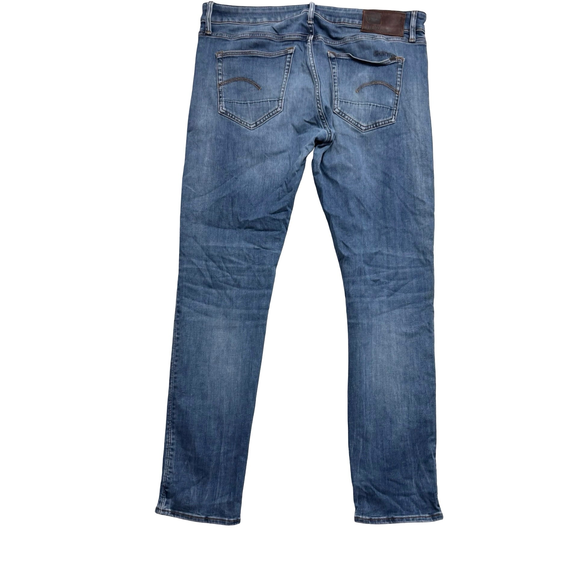 G Star 3301 Slim Jeans W36 L31 Mens Mid Blue Stretch Denim