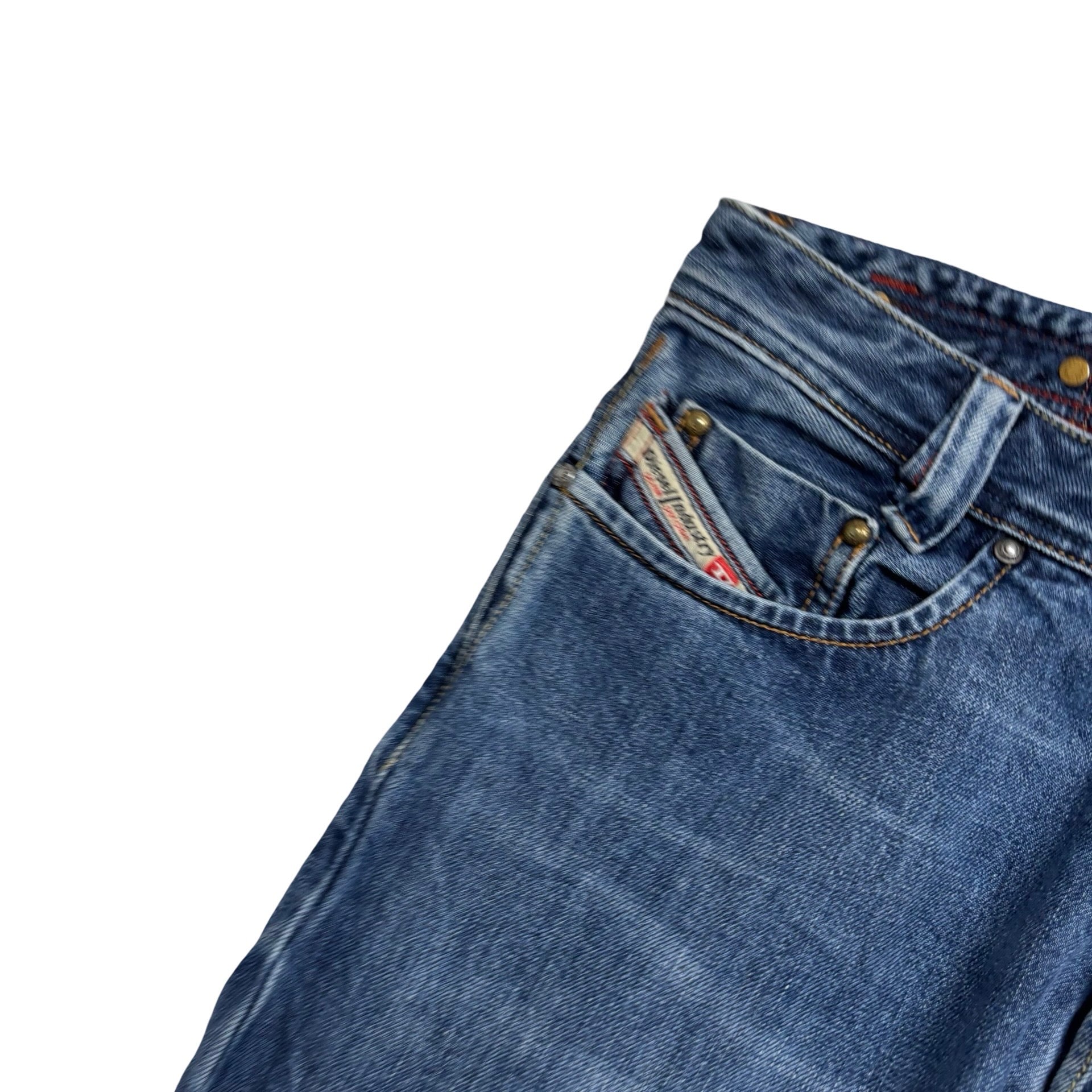 Diesel Murran Jeans W31 L31 Mens Mid Blue Regular Straight Fit Denim