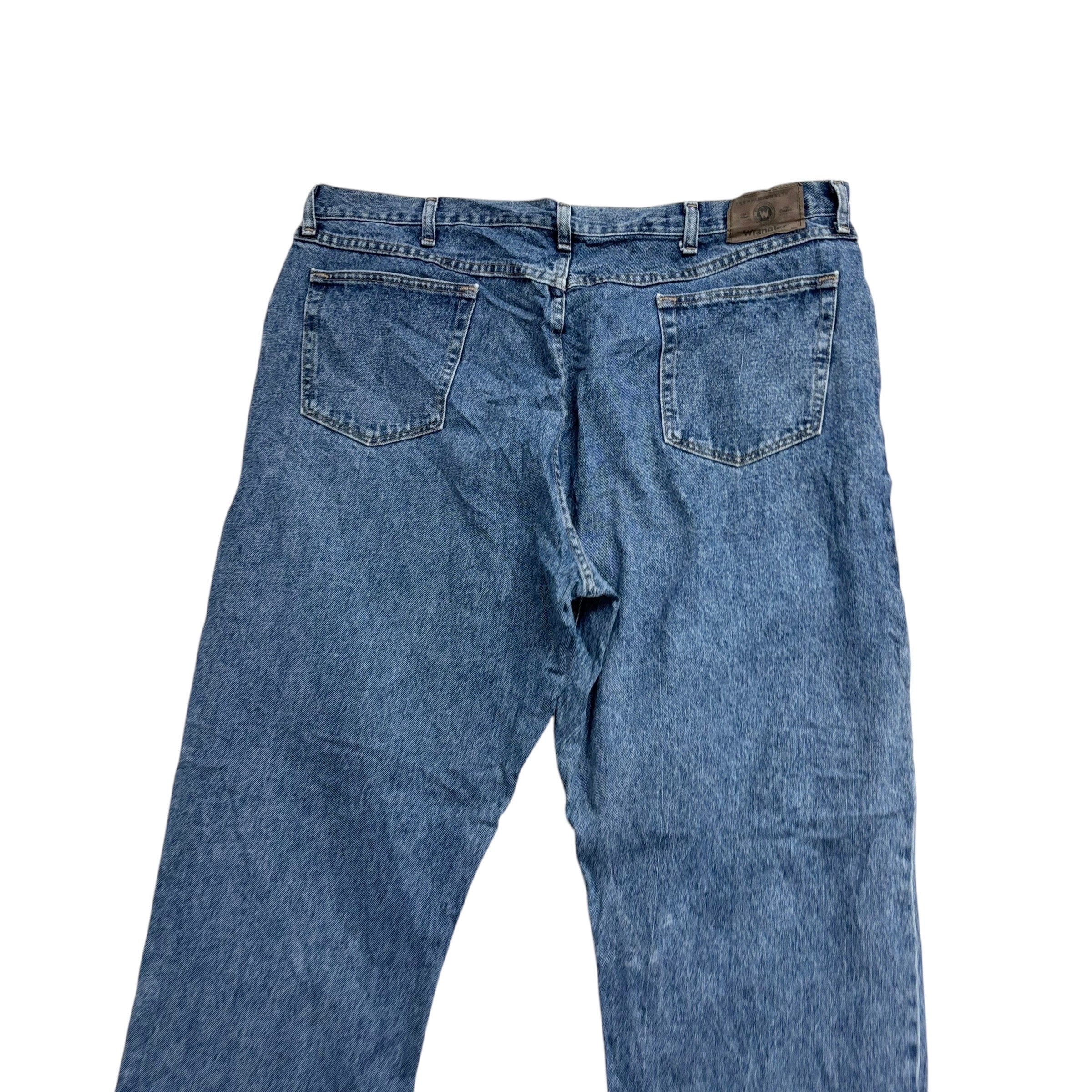 Wrangler Jeans W42 L32 Mens Mid Blue Relaxed Straight Fit Vintage Denim (E)