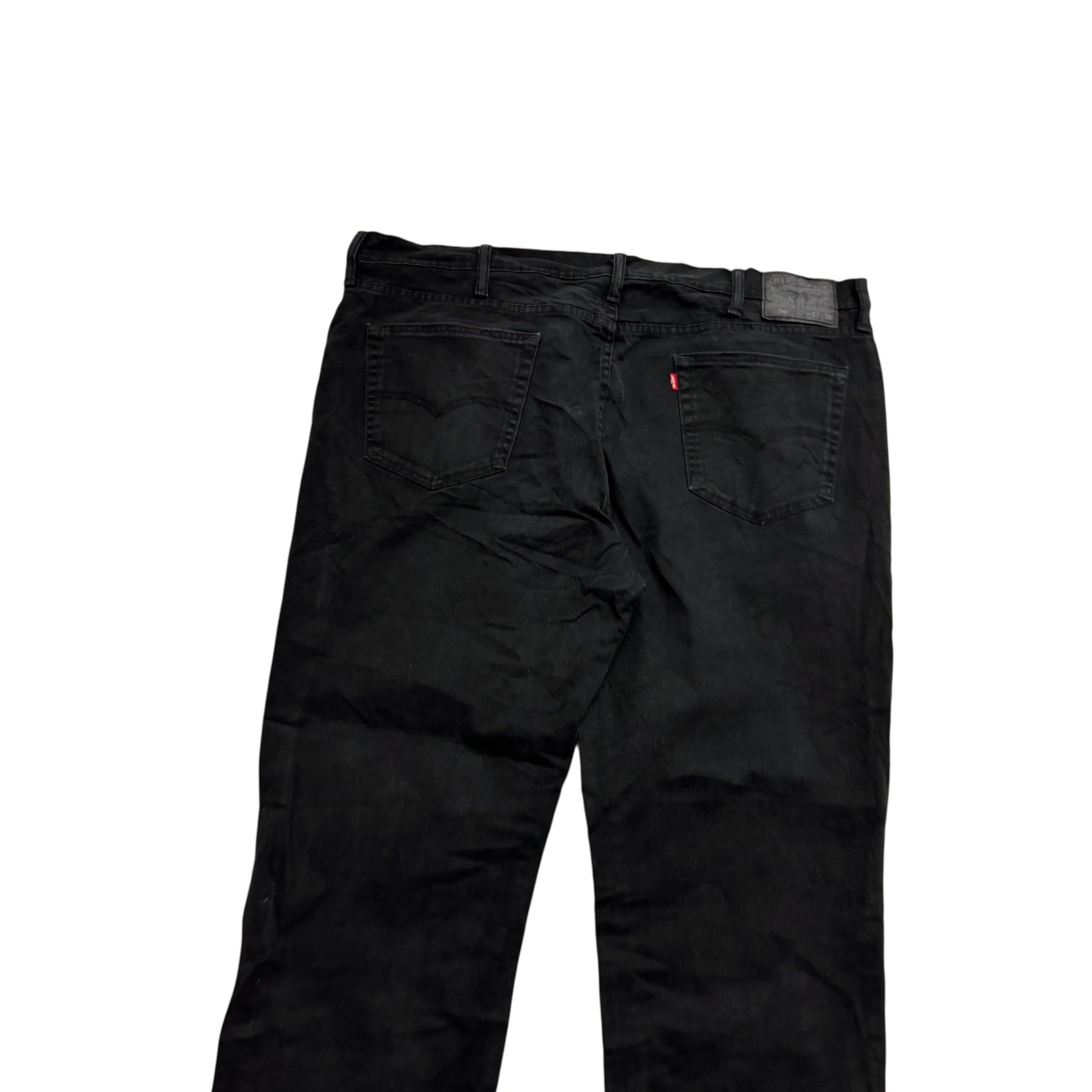 Levis 541 Jeans W42 L30 Mens Black Athletic Tapered Fit Stretch Denim (E)