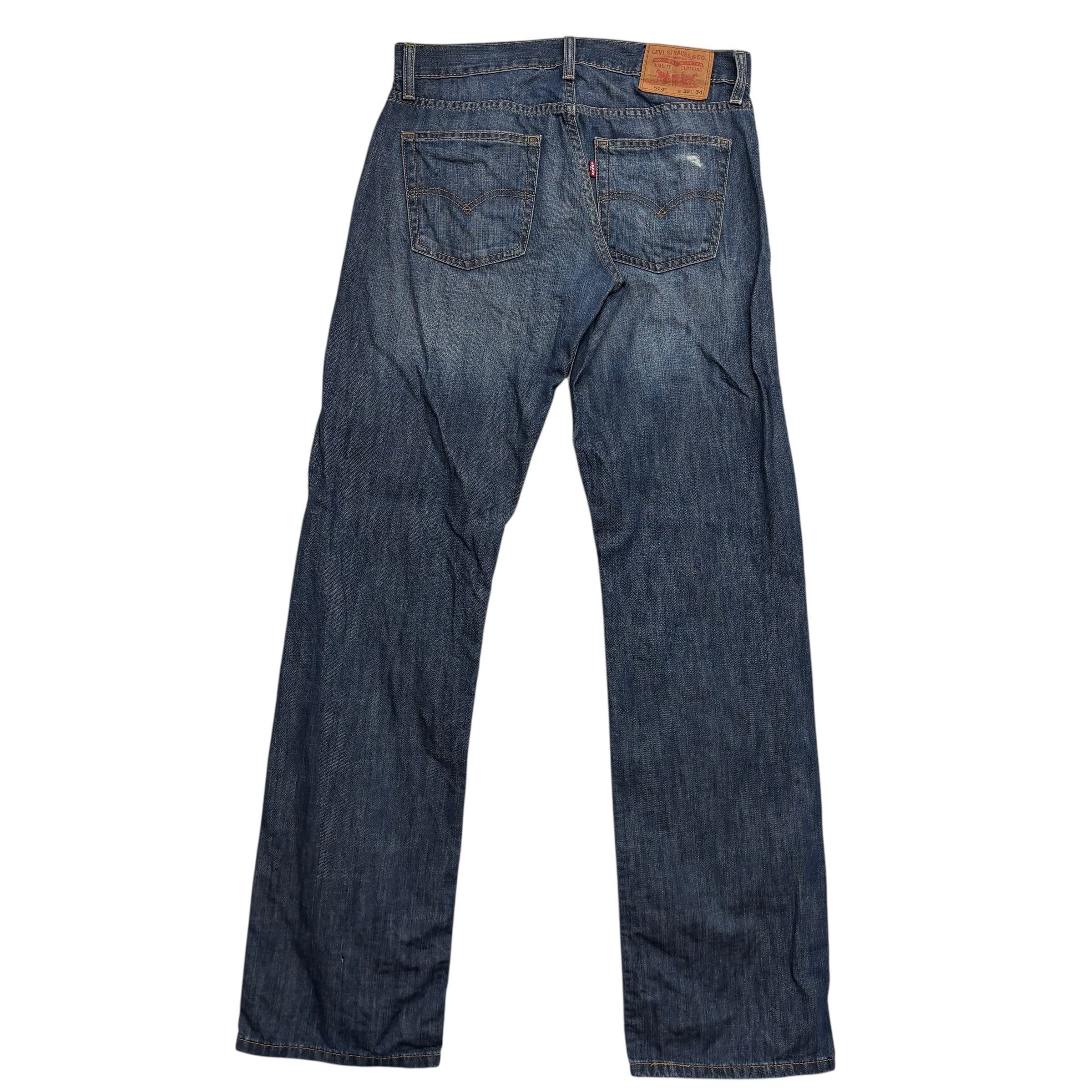 Levis 514 Jeans W32 L34 Mens Dark Blue Regular Straight Fit Vintage Denim