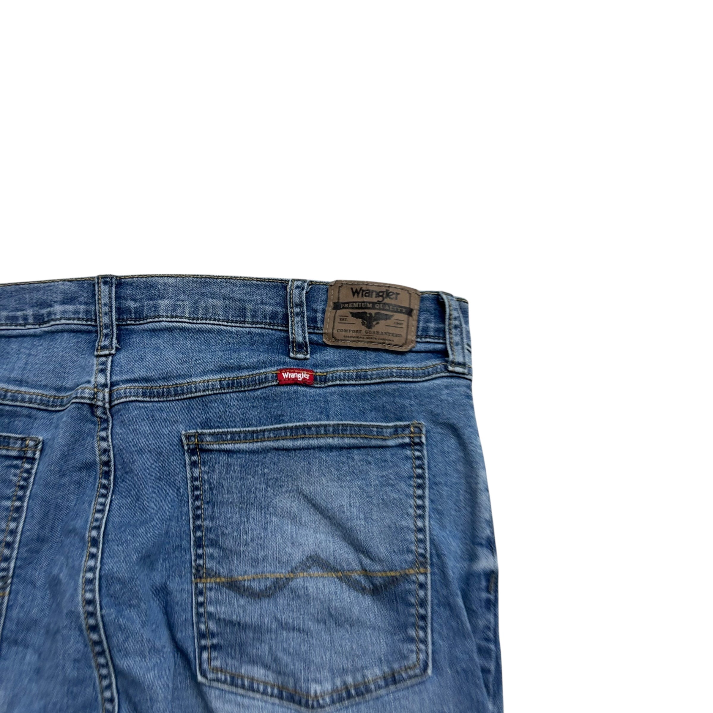 Wrangler Jeans W38 L30 Mens Mid Blue Slim Straight Fit Stretch Denim (F)