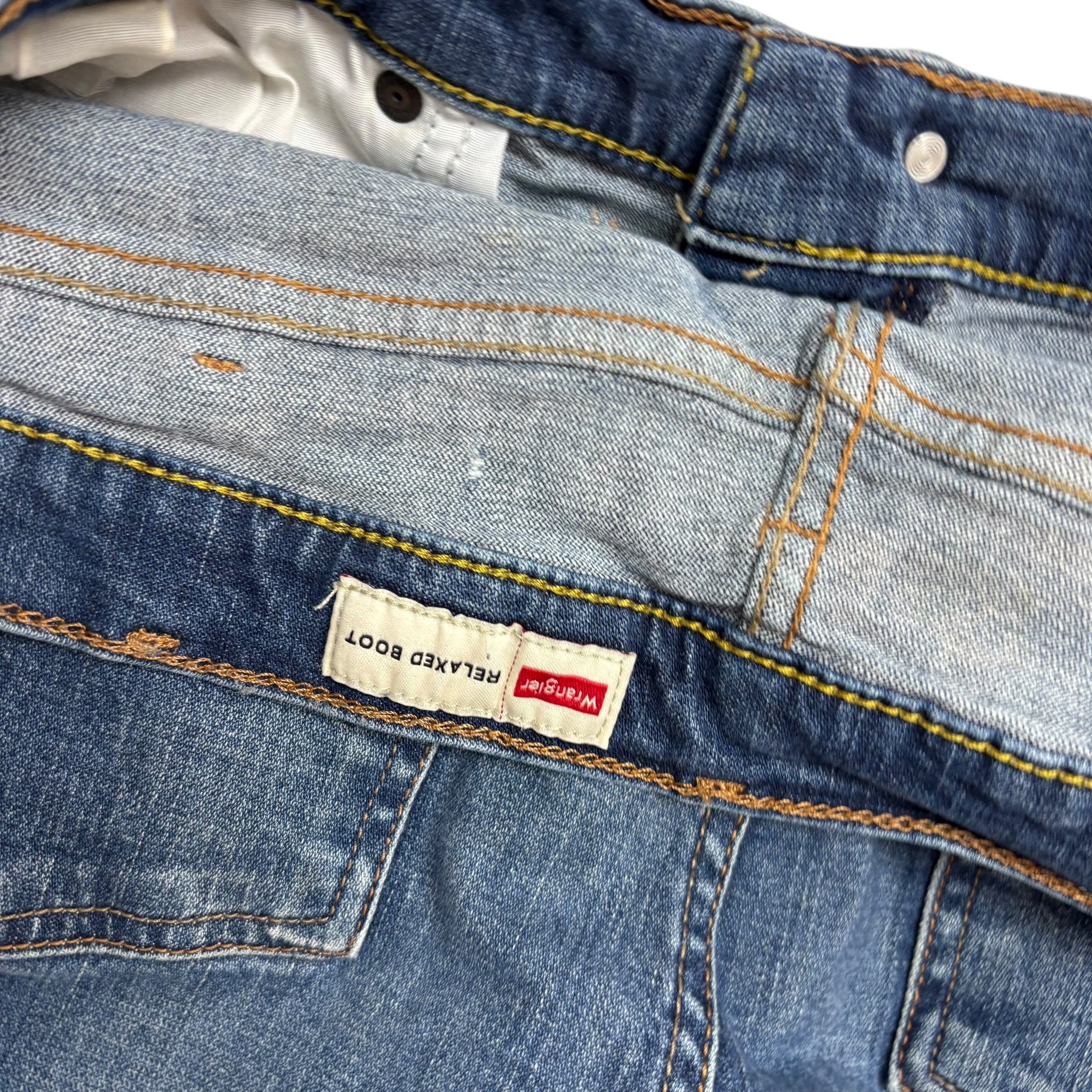 Wrangler Jeans W34 L30 Mens Mid Blue Relaxed Bootcut Fit Stretch