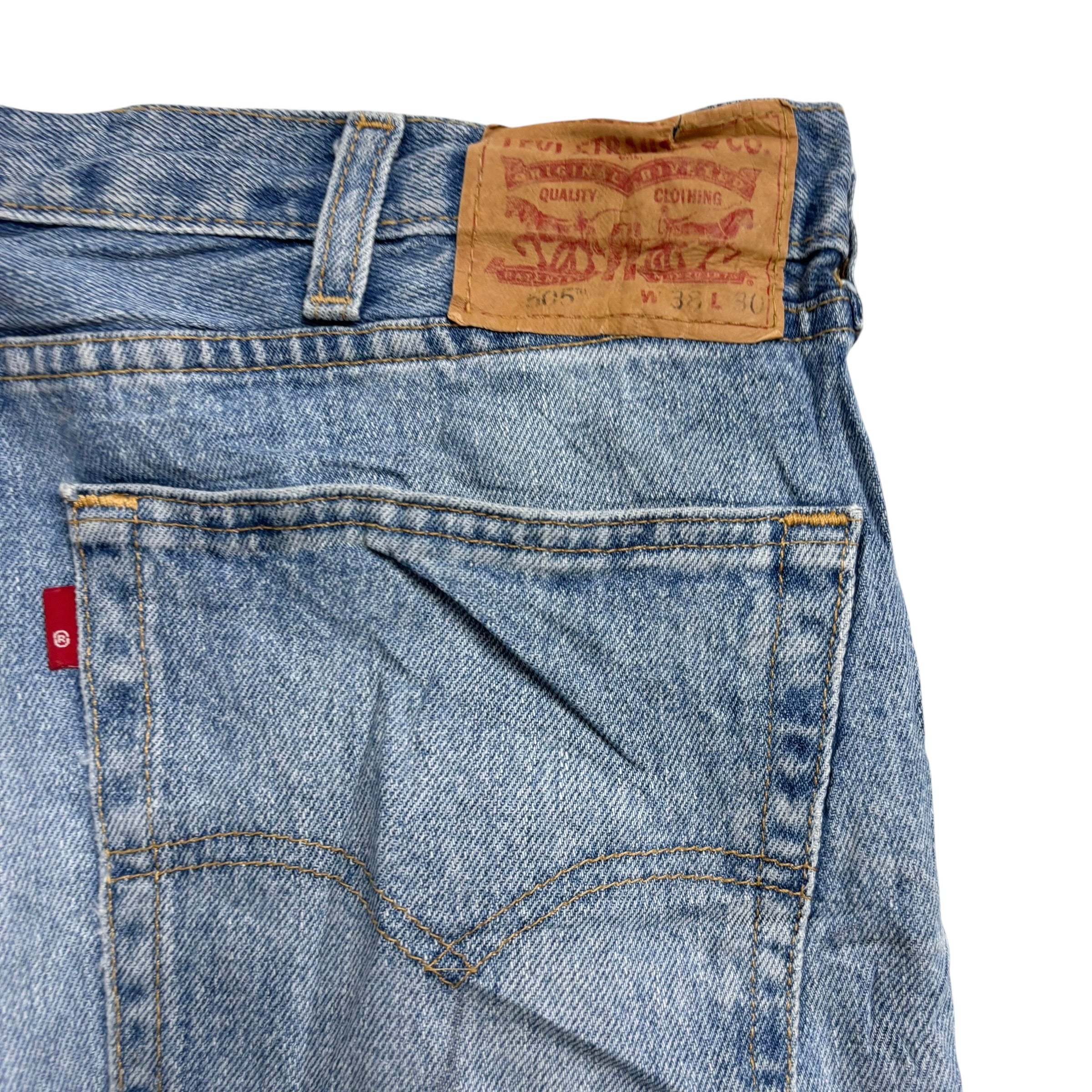 Levis 505 Jeans W38 L30 Mens Light Blue Regular Straight Fit Denim