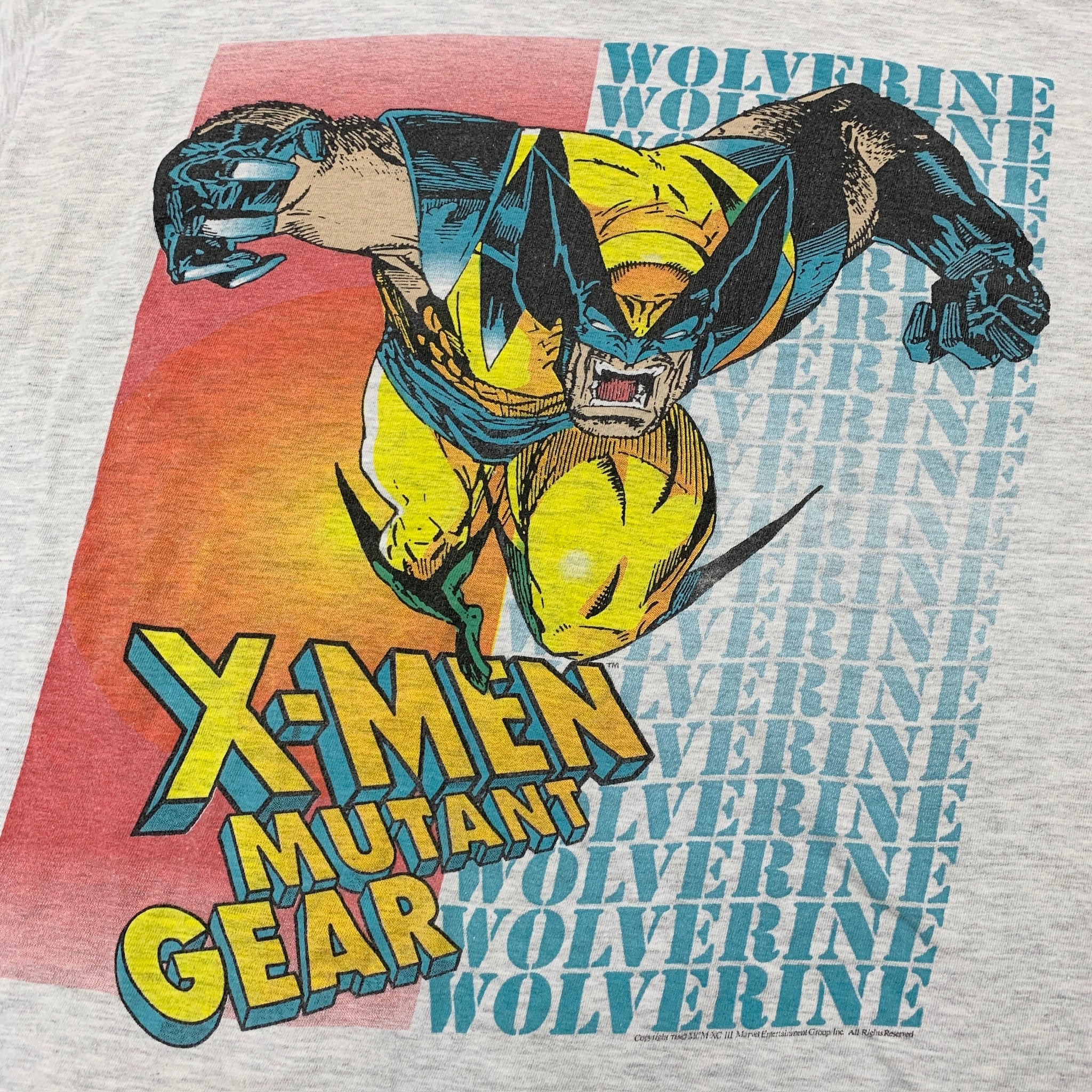 Vintage T Shirt Mens Medium Grey Graphic Print 90s X Men Mutant Gear Wolverine