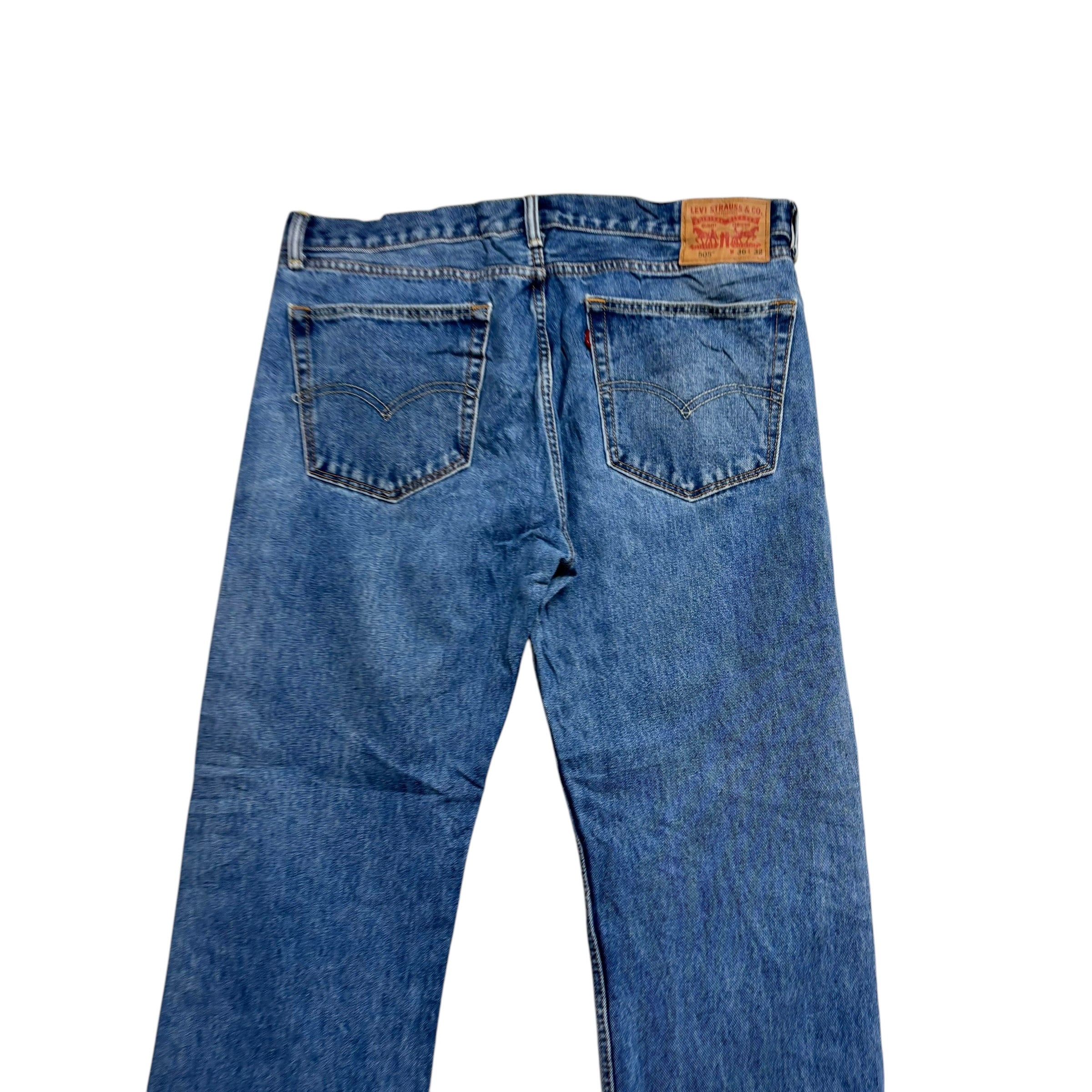 Levis 505 Jeans W36 L32 Mens Mid Blue Regular Straight Fit Denim