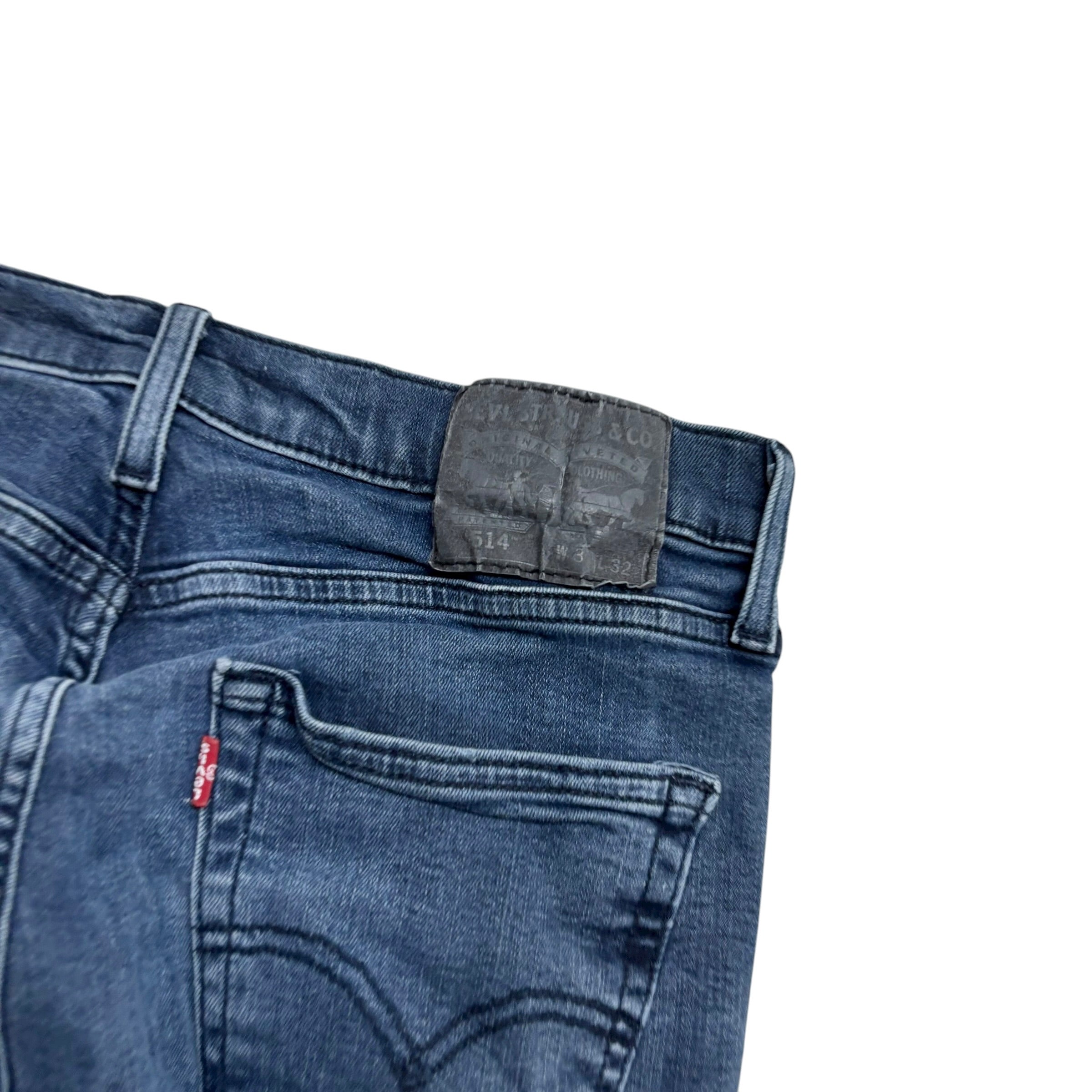 Levis 514 Jeans W30 L31 Mens Navy Blue Slim Straight Fit Stretch Denim