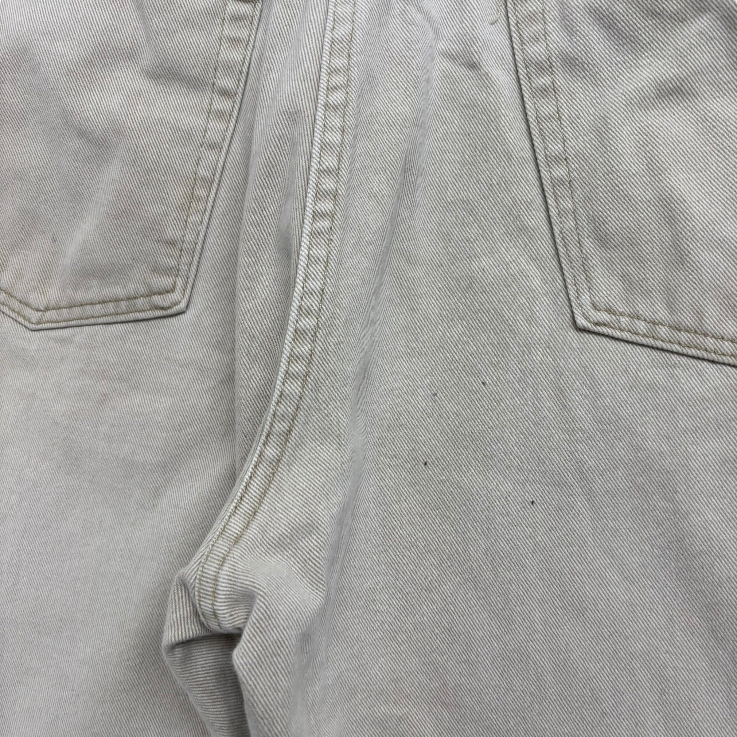 Vintage Wrangler Baggy Jorts W34 Mens Denim Shorts Cream Relaxed USA Made (F)