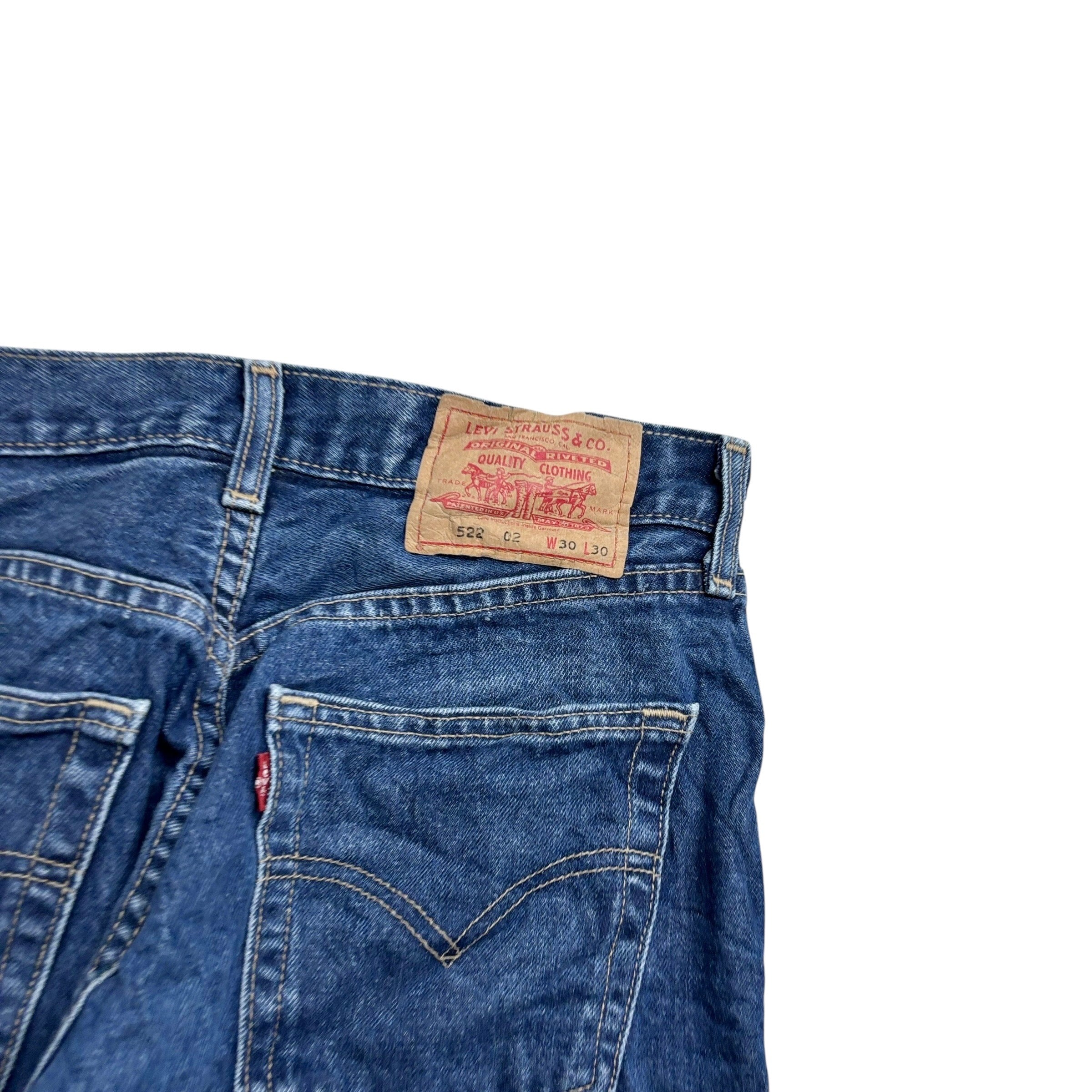 Levis 522 Jeans W29 L30 Mens Mid Blue Regular Tapered Fit Vintage Denim