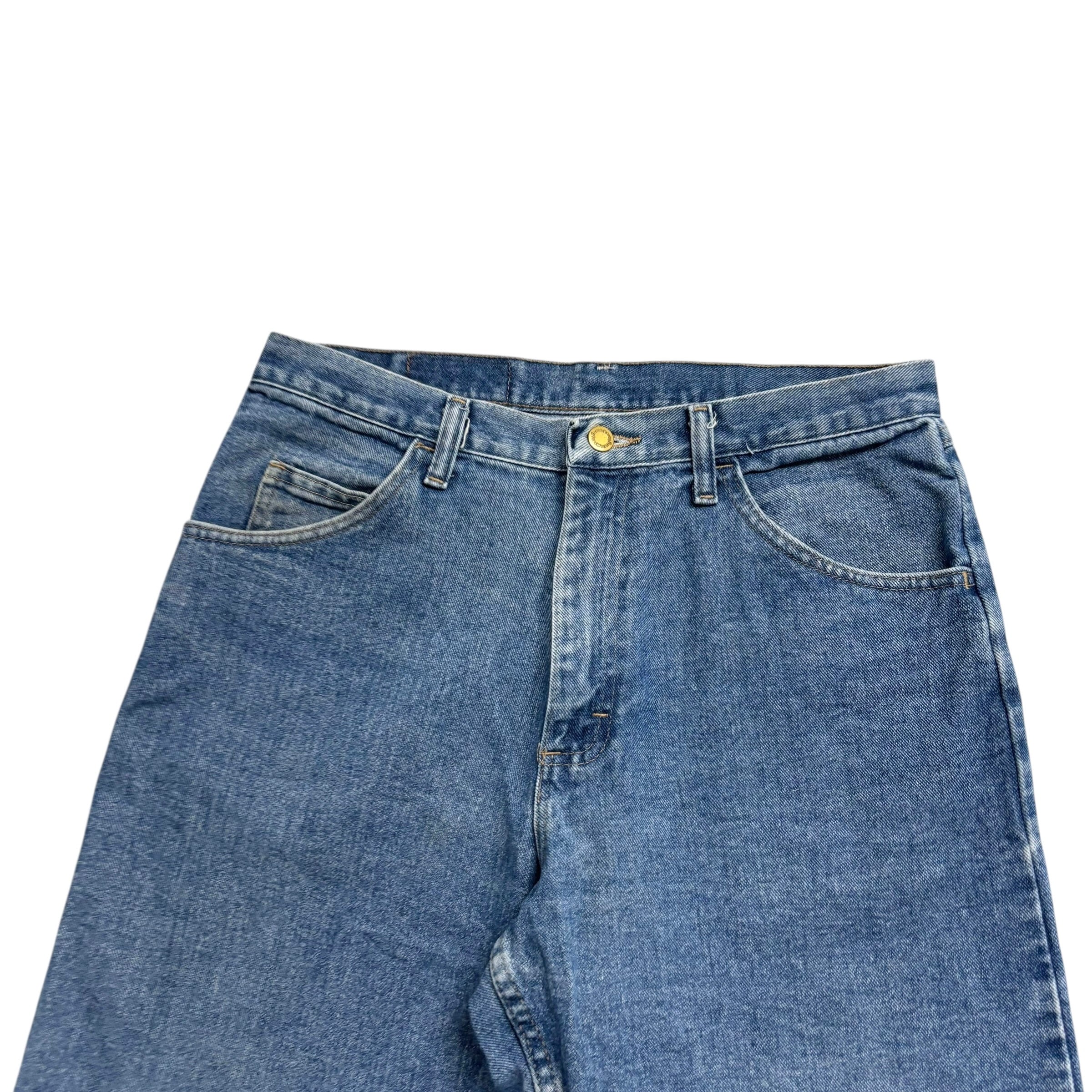 Vintage Wrangler Baggy Jorts W32 Mens Denim Shorts Mid Blue Relaxed Fit